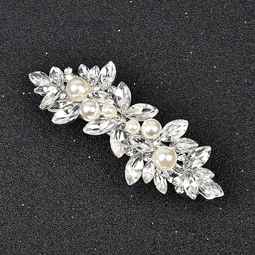 E EMZHOLE Pasadores de pelo de cristal para mujeres y niñas, diseño de perlas de flores, pinzas para el pelo de dama de honor, accesorios para el
