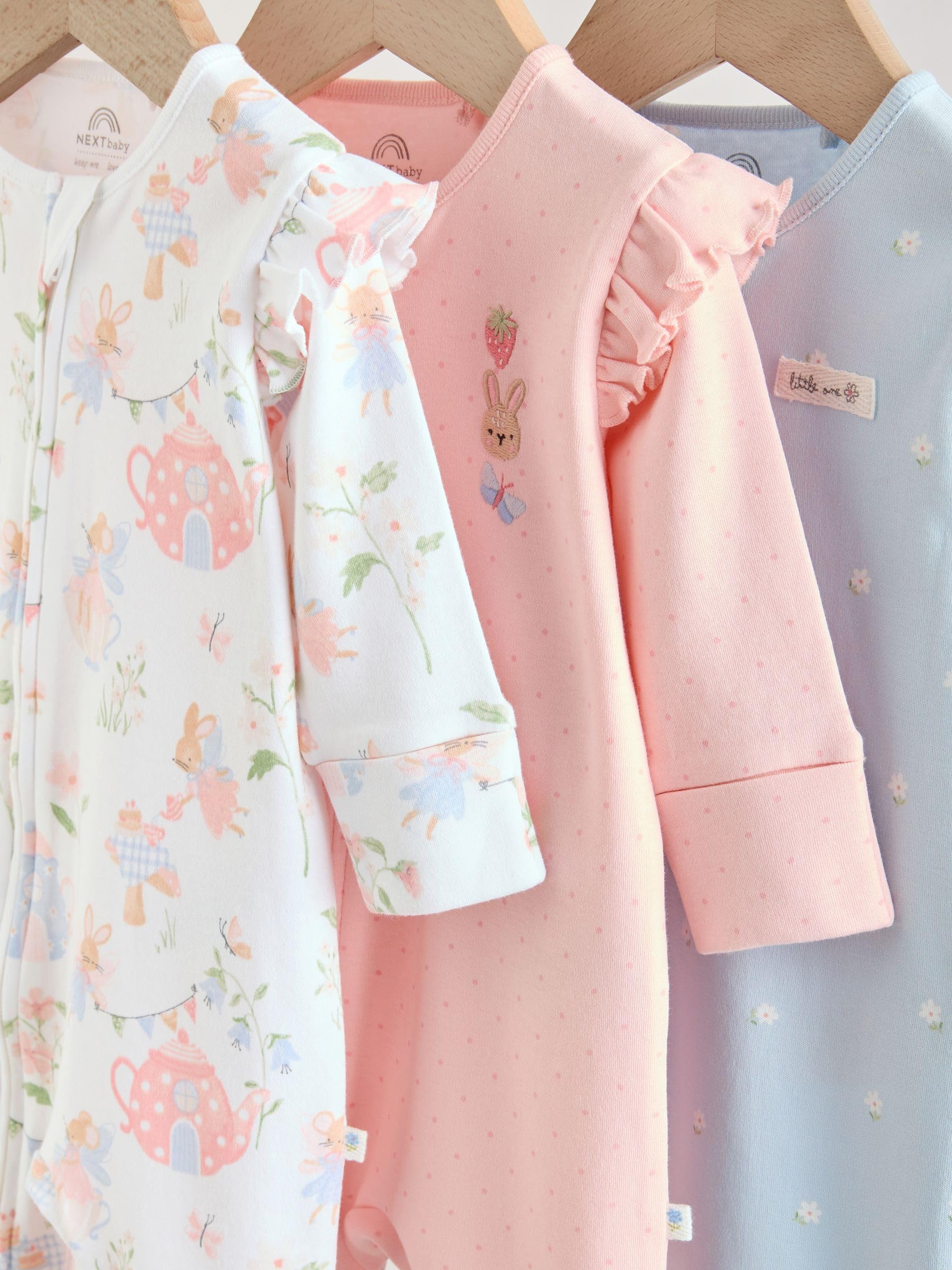 NEXT Bebés niña Pack de 3 Pijamas Tipo Pelele con Cremallera bidireccional para bebé