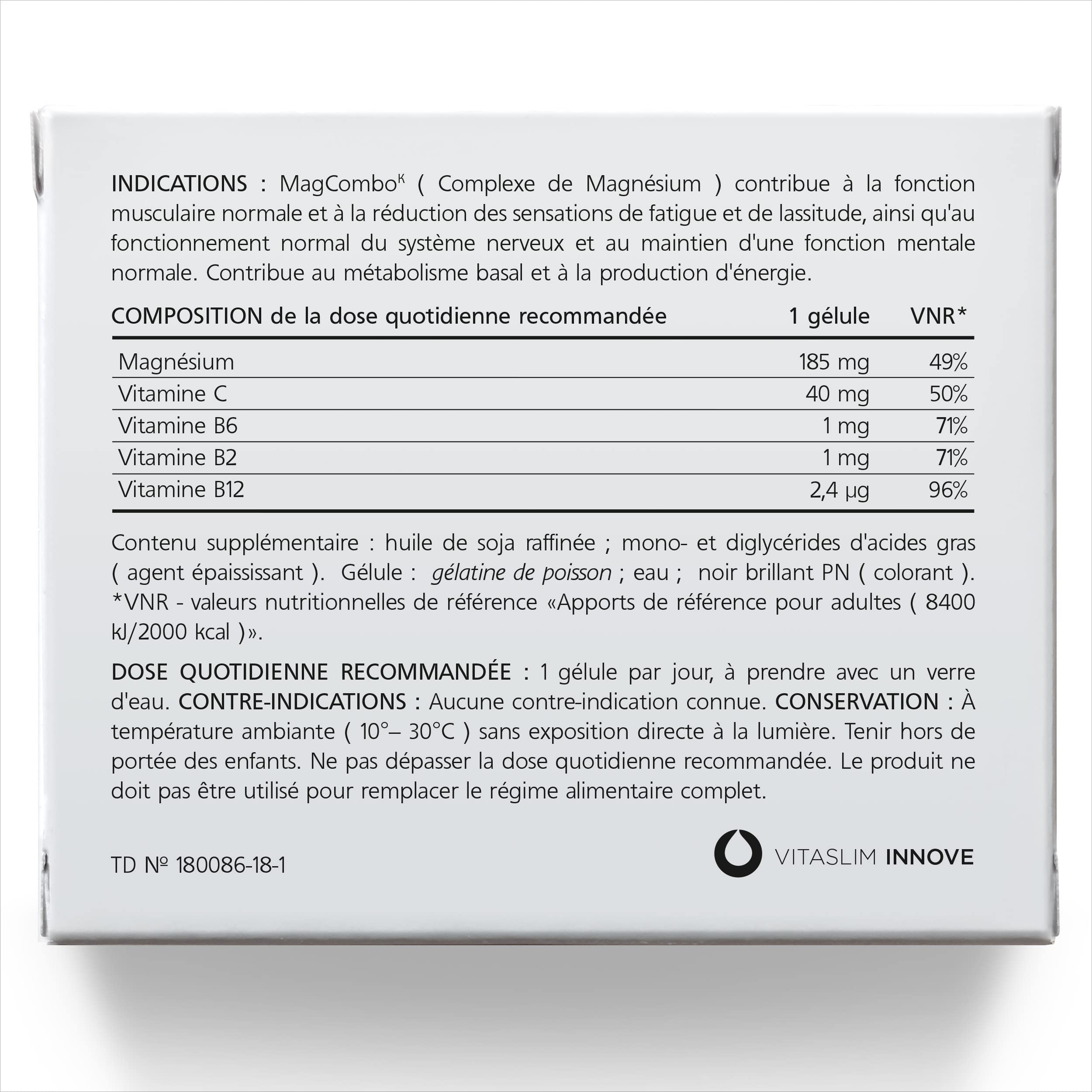 MagCombo – Magnésium pur concentré ; formule huileuse (spéciale) pour une absorption optimale, enrichie en vitamines B2, В6, В12 et С; testé en laboratoire (20 Prises)