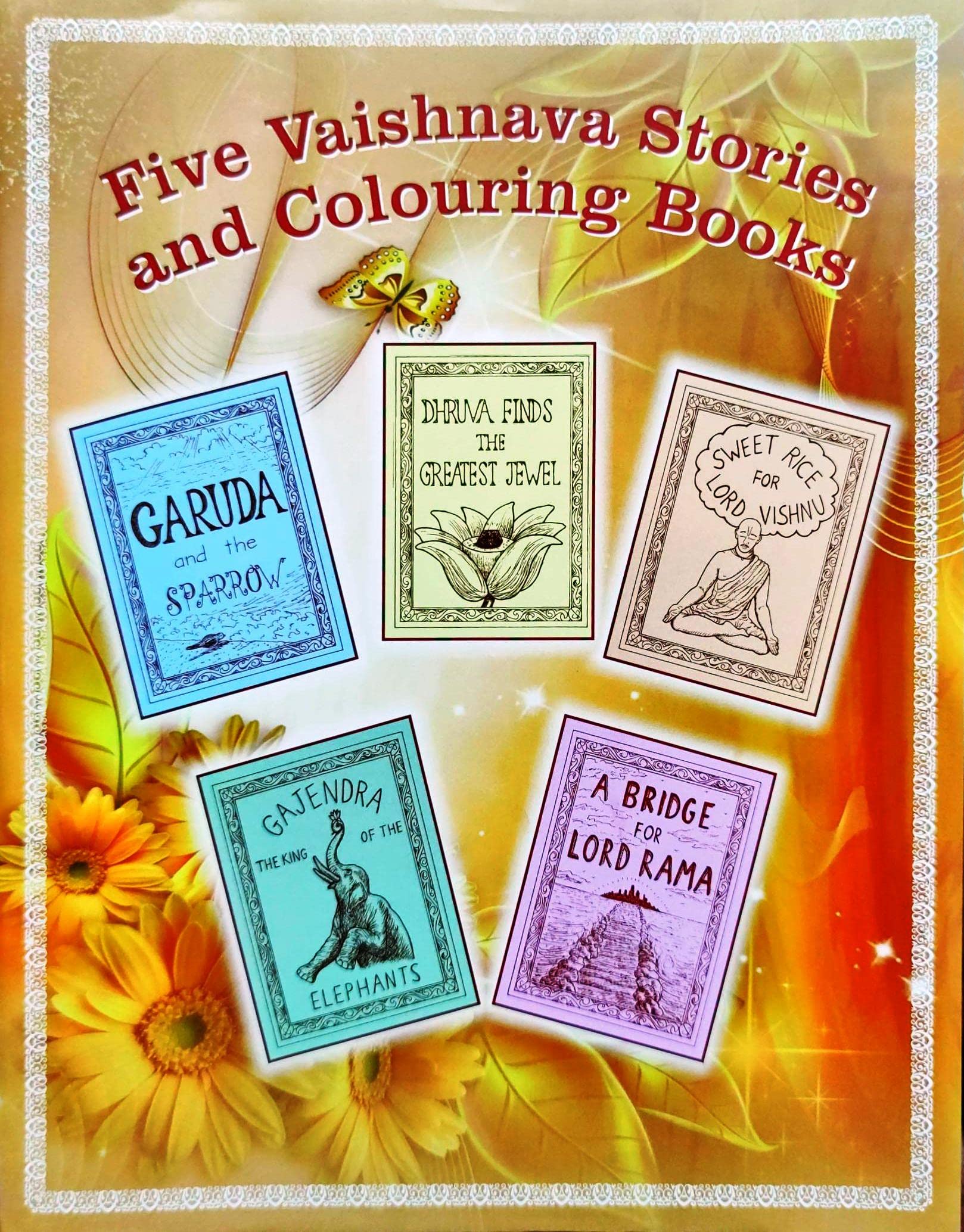 ISKCON VRINDAVAN Set of Five VAISHNAV Colouring Book for Kids/Painting with Stories of Lord Krishna for Reading and Spiritual Learning - for Gifting