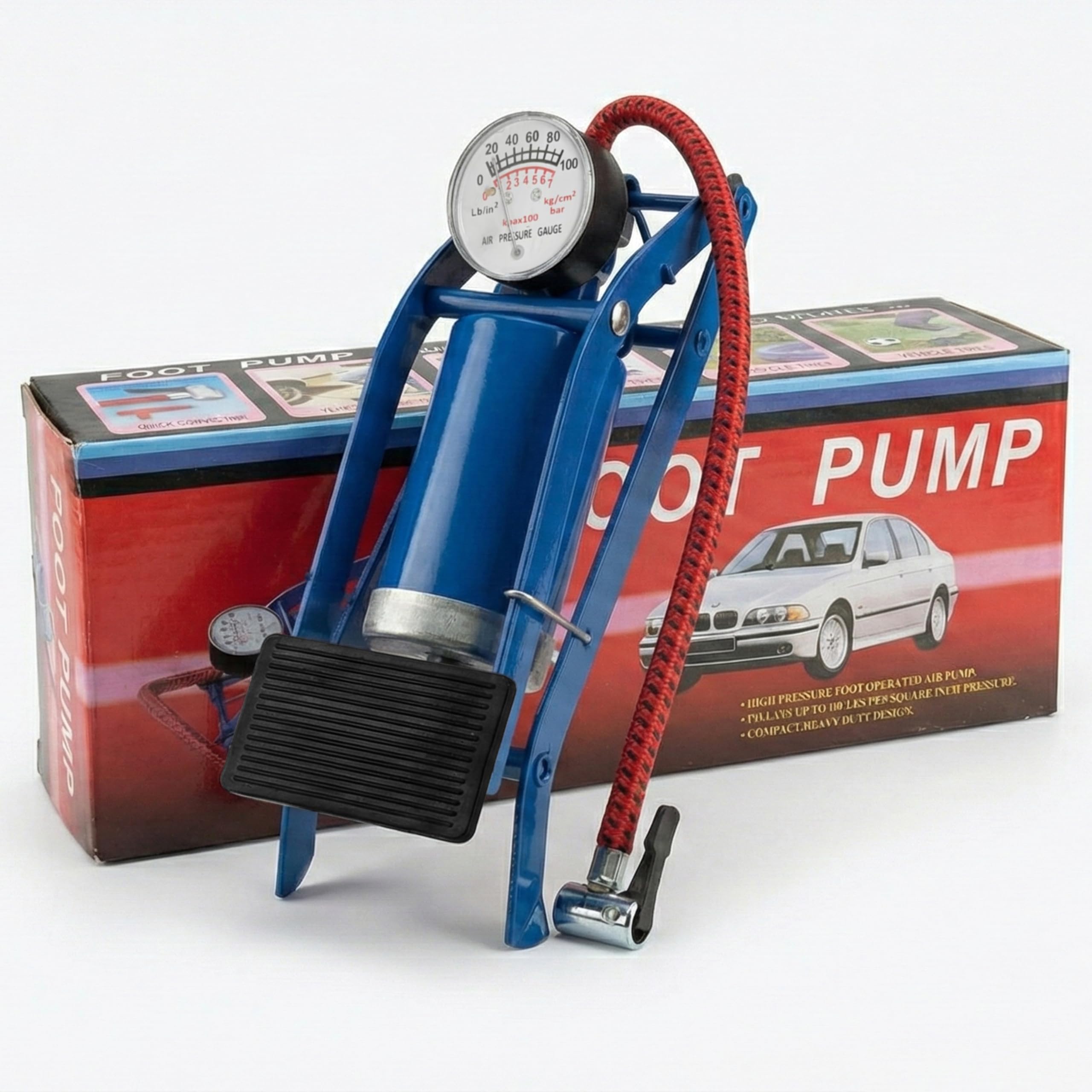 Aspect Foot Pump with Pressure Gauge, Compact Heavy duty For Car Tyres Pressure Gauge — view 8