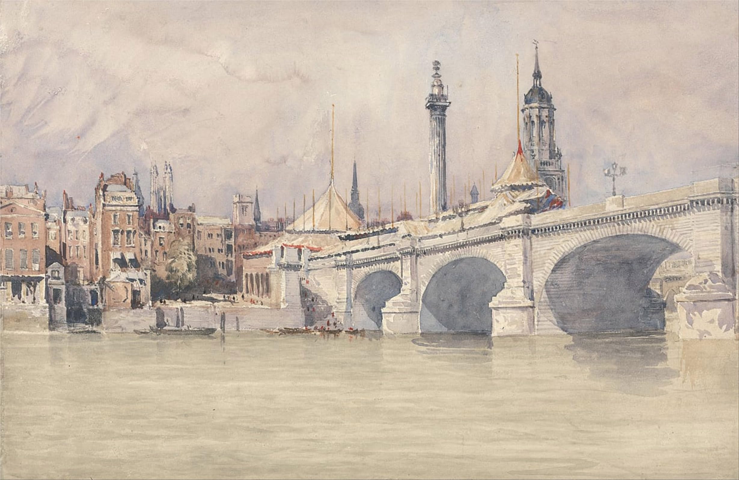 Posteriik No Frame Vintage Art Print Images Pictures Print The Opening Of The New London Bridge By David Cox Modern Colour Posters For Office Home Decor 60X90cm