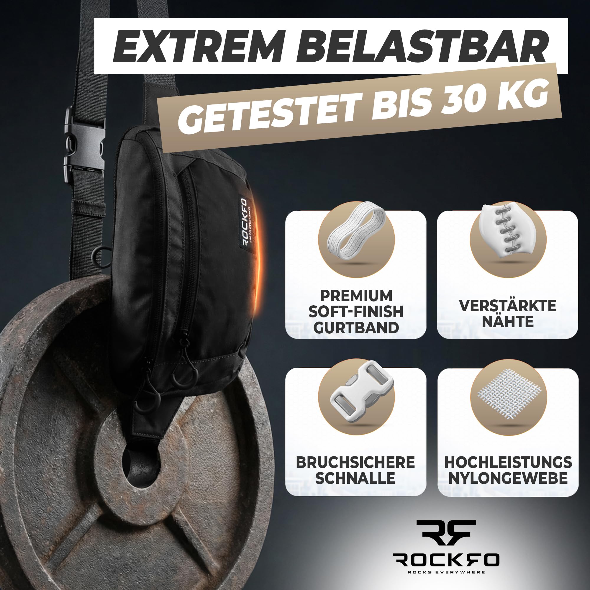Bauchtasche Damen & Herren groß - Taktische Bauchtasche mit Anti-Diebstahl-Fach - Große EDC City Hüfttasche & Outdoor Gürteltasche - Crossbody Bag für Reise Wandern - diebstahlsicher - 4