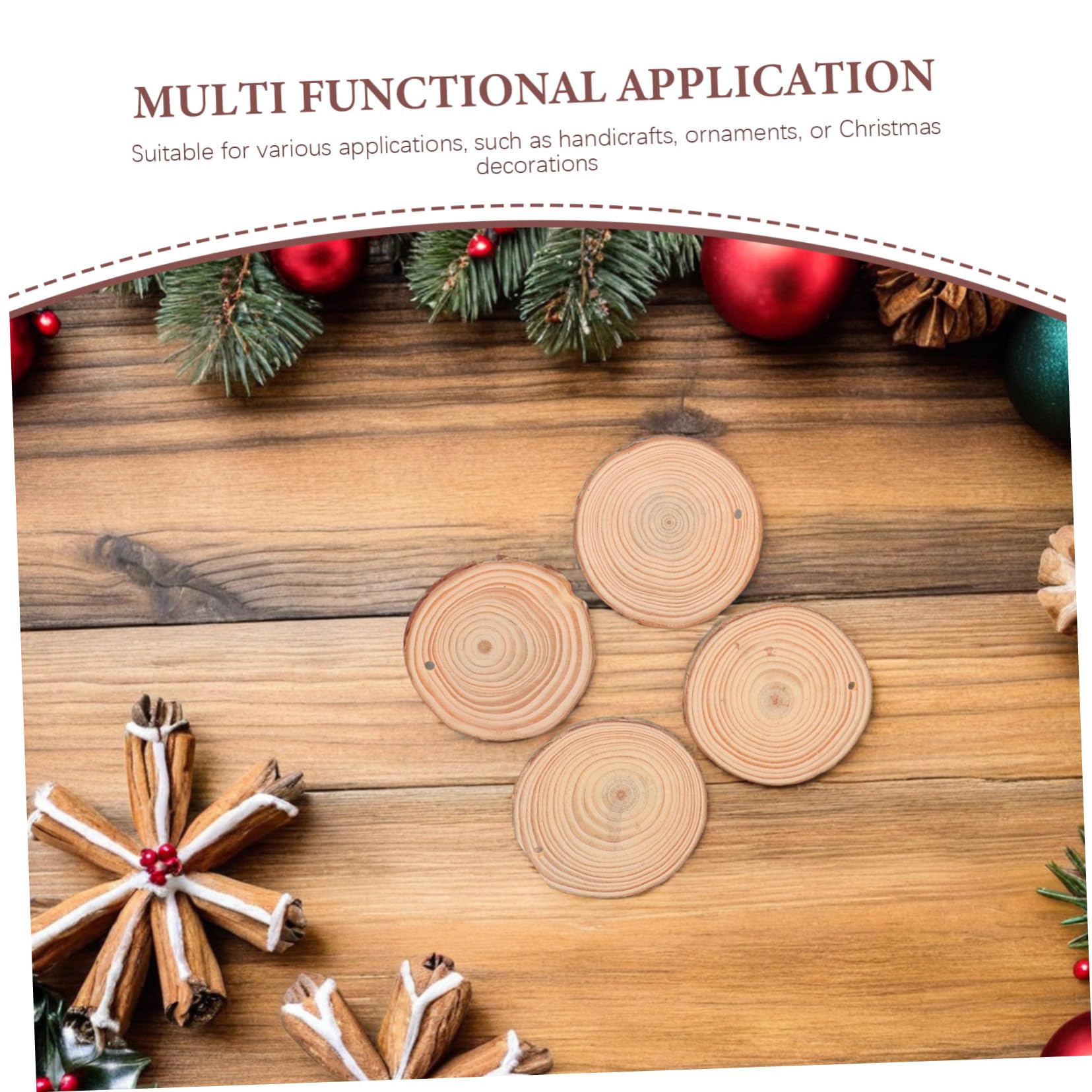 30 Stk. Teiliges Naturbelassene Kiefernholzscheiben Vielseitige Holzscheiben für DIY Basteln Handwerk Weihnachts Hochzeitsdekorationen mit Baumwoll Juteschnur