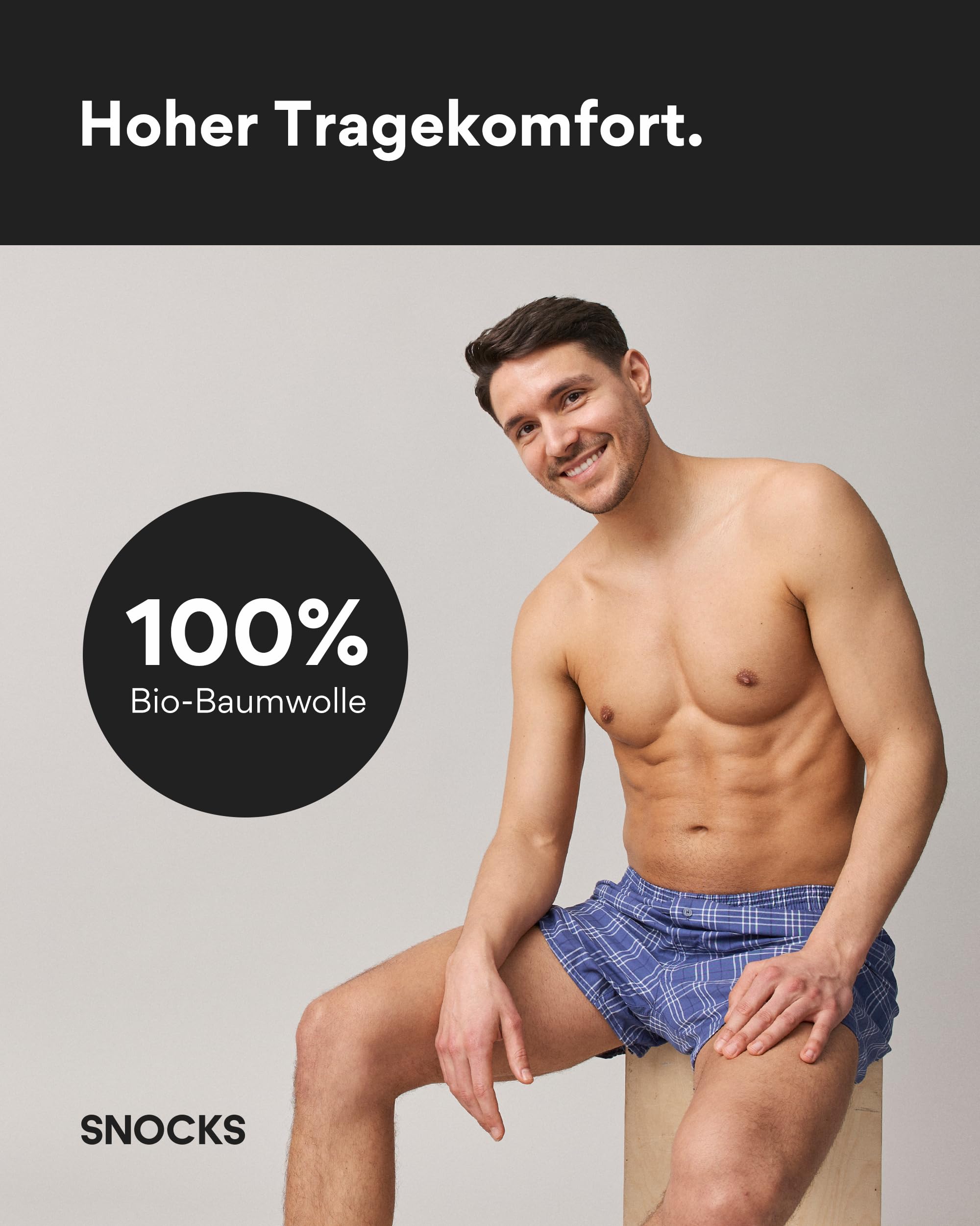 Snocks American Boxershorts Herren aus Bio-Baumwolle (3er-Pack) - Weite Passform und lockerer Fit - Kein juckendes Etikett und komfortabler Bund - Unterhosen Herren Gr. S-3XL