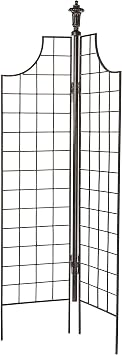 H Potter Garden Screen Trellis 77" Tall - Freestanding Charcoal Brown | Heavy-Duty 35 lbs - Solid Iron Privacy Screen - Metal Support for Climbing Plants