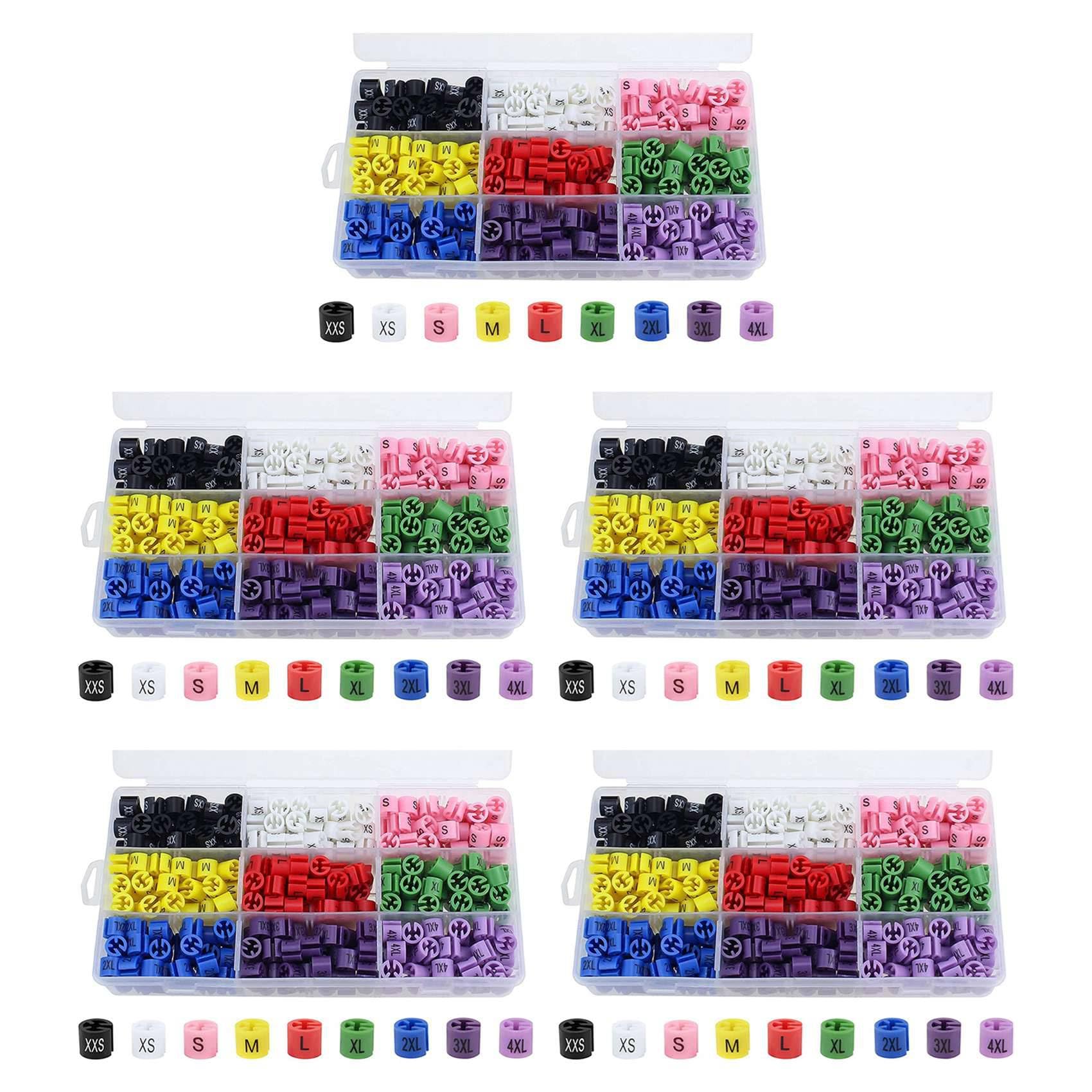 Hndhbfgrt 1450 Pcs Snap Retail Clothes Hanger Size Markers Garment Tags Xxs to 4Xl Size Coding Colored Dividers Hanger Sign Buckle