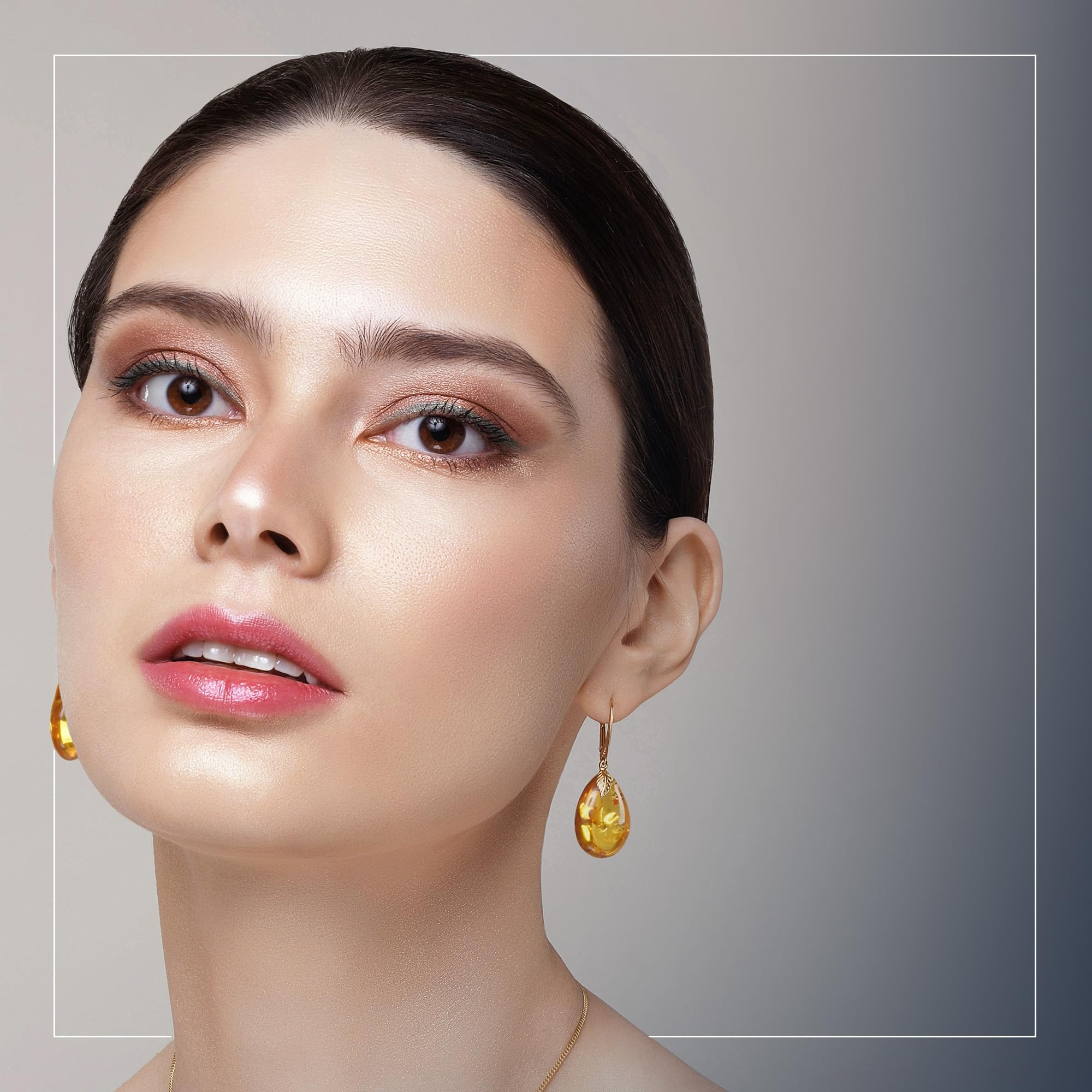 Bernstein Ohrringe - Eleganter Bernstein-Schmuck Hängend mit goldenem Fitting für Damen, Tropfenförmige Amber-Ohrringe, Damenschmuck