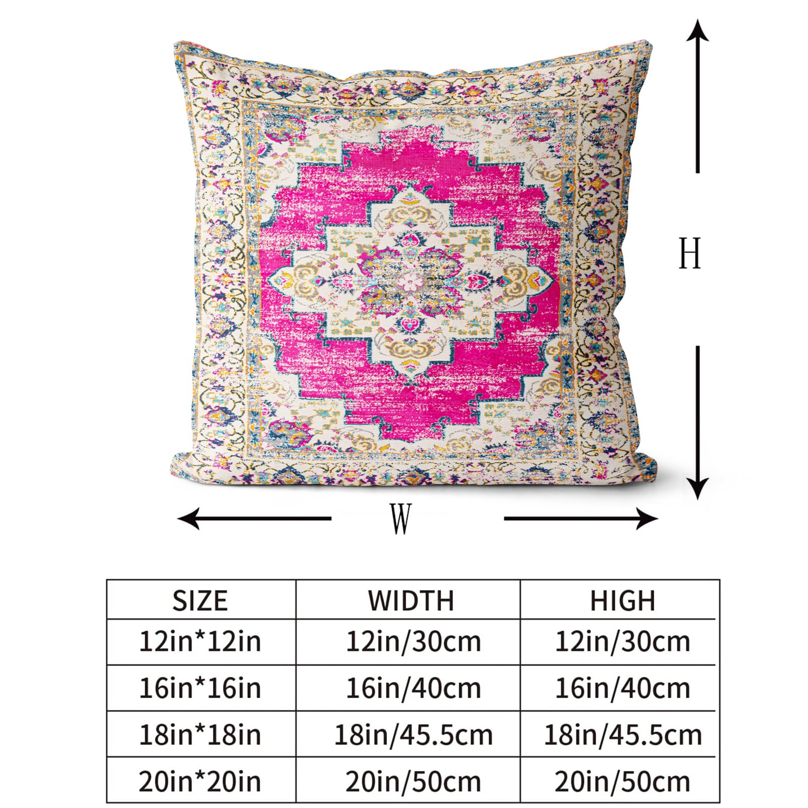 Snylcce Boho Throw Pillow Covers Set of 2 -Magenta Antique & Vintage Design - Image 3