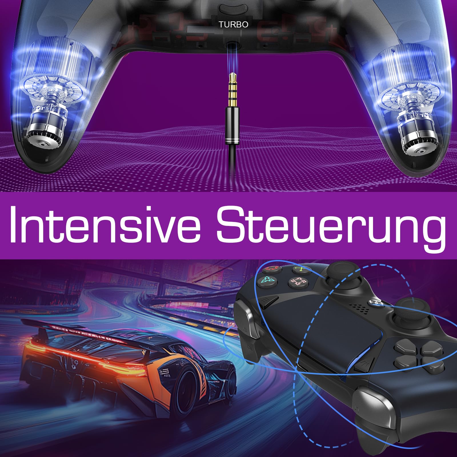 Ymir Wireless Luna Controller für Fire TV Stick, PC Bluetooth Gamepad, ALPS Joysticks ohne Drift Turbo Gyro 1200mAh Akku Schwarz