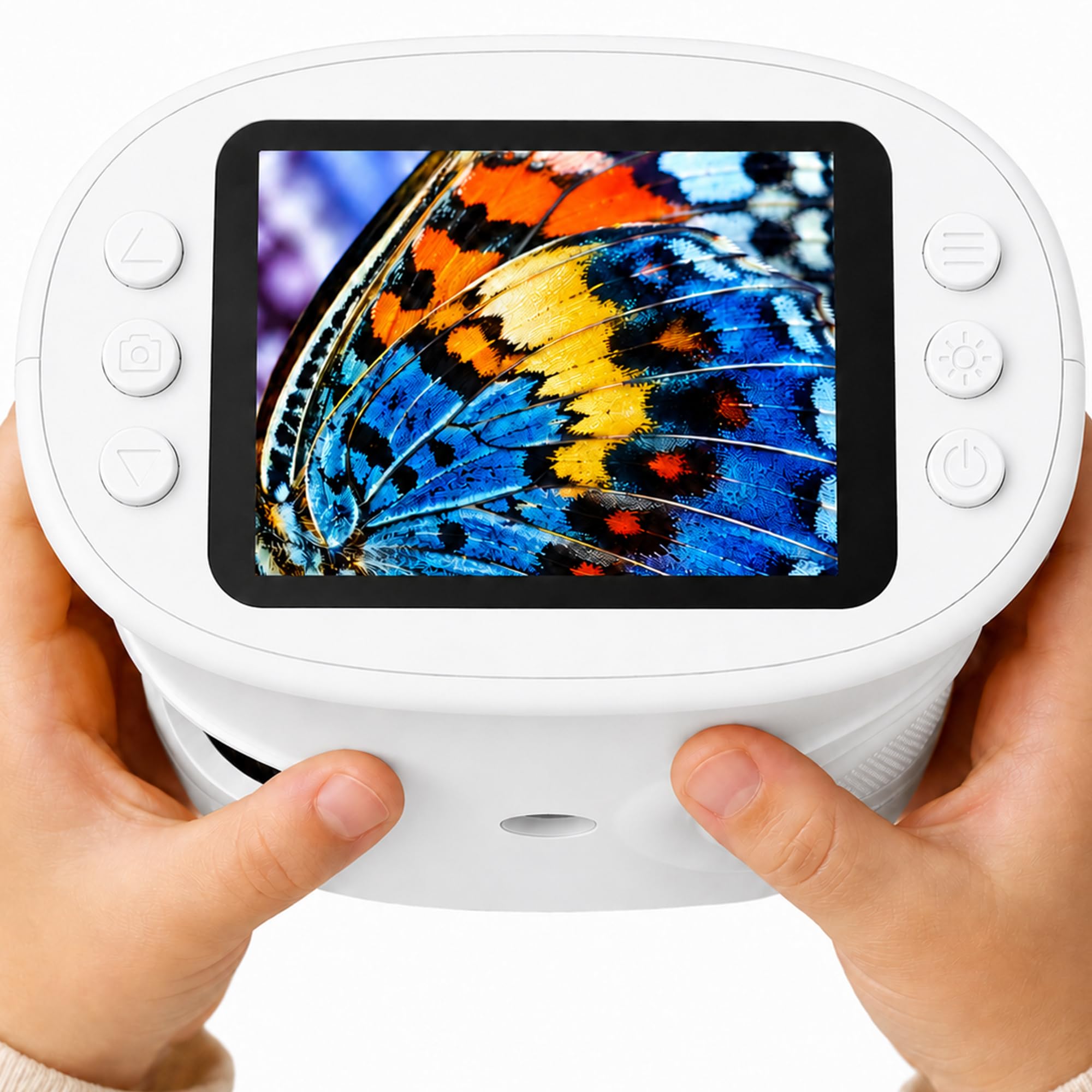 Mikroskop für Kinder Digitales Taschenmikroskop mit 2 Zoll Bildschirm, 8 LED Licht, Foto Funktion, Mini Lupe Lernspielzeug, Geschenk für Jungen Mädchen ab 4 Jahren (Weiß)