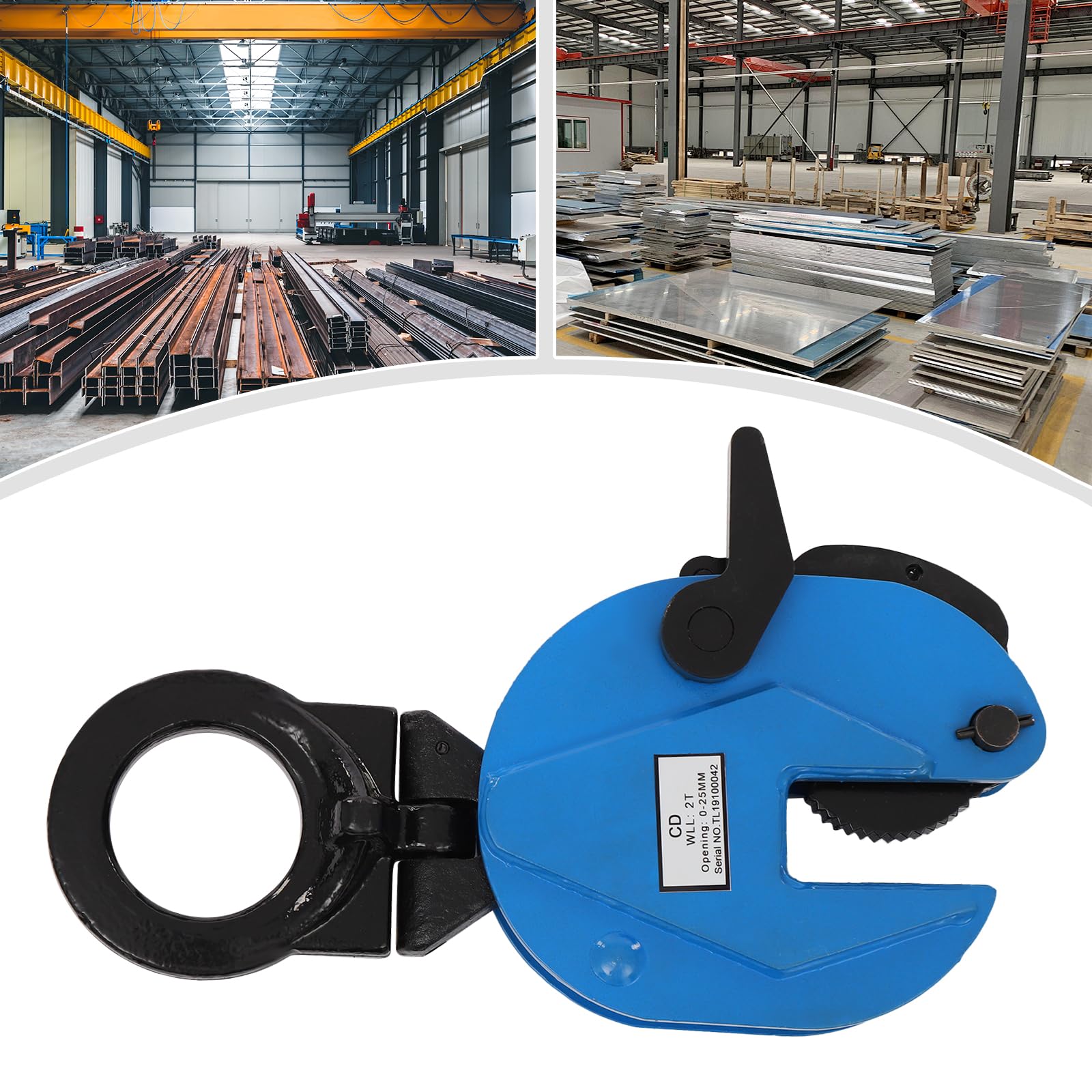 Abrazadera de chapa 2T, elevador de placa 0-25 mm, abrazadera de elevación de chapa de acero, placa de hormigón para levantar y transportar