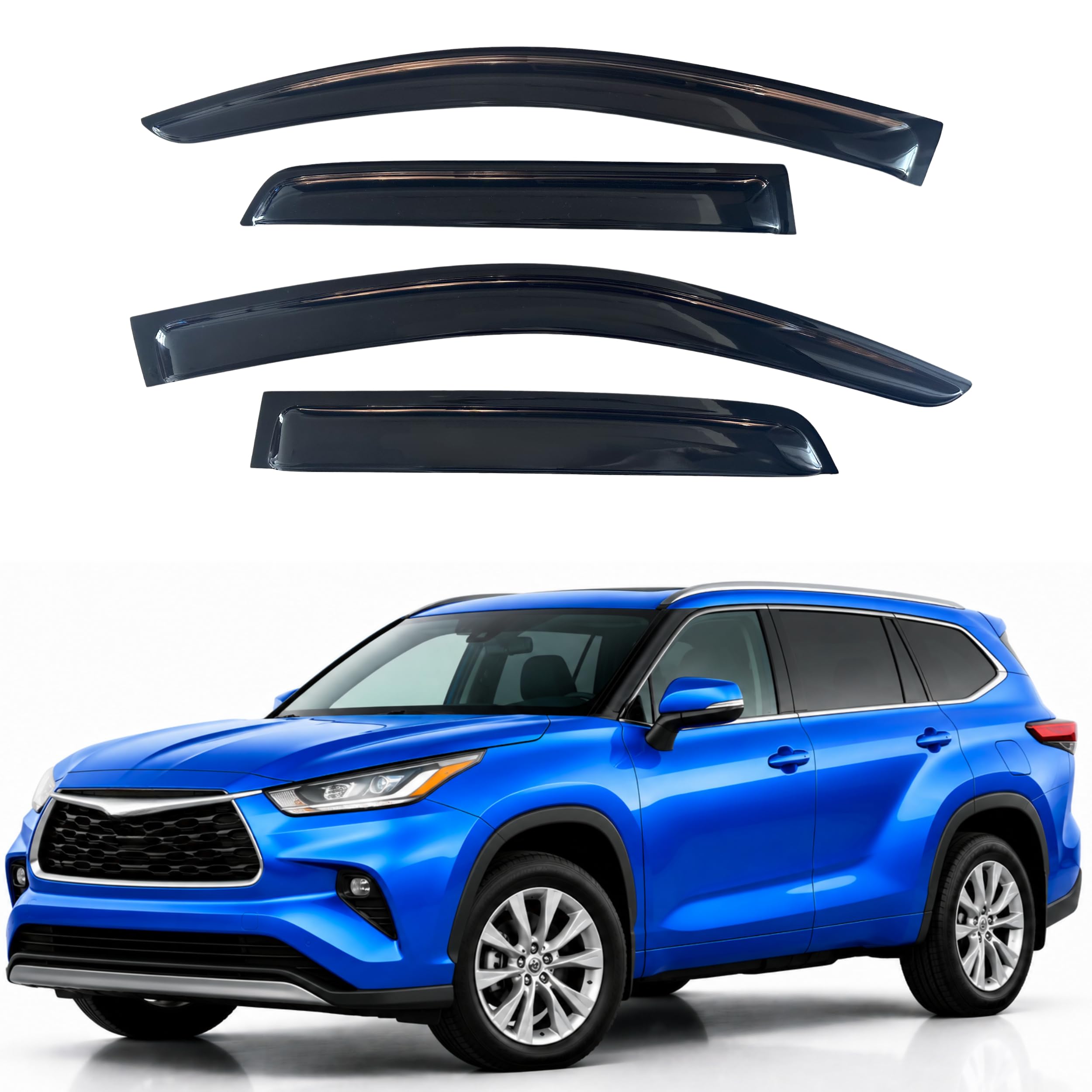 IG Window Visors Fit for 2020-2026 Toyota Highlander, Out-Channel Rain Guards Vent Wind Deflectors 4PC, Car Accessories for 20-26 Highlander