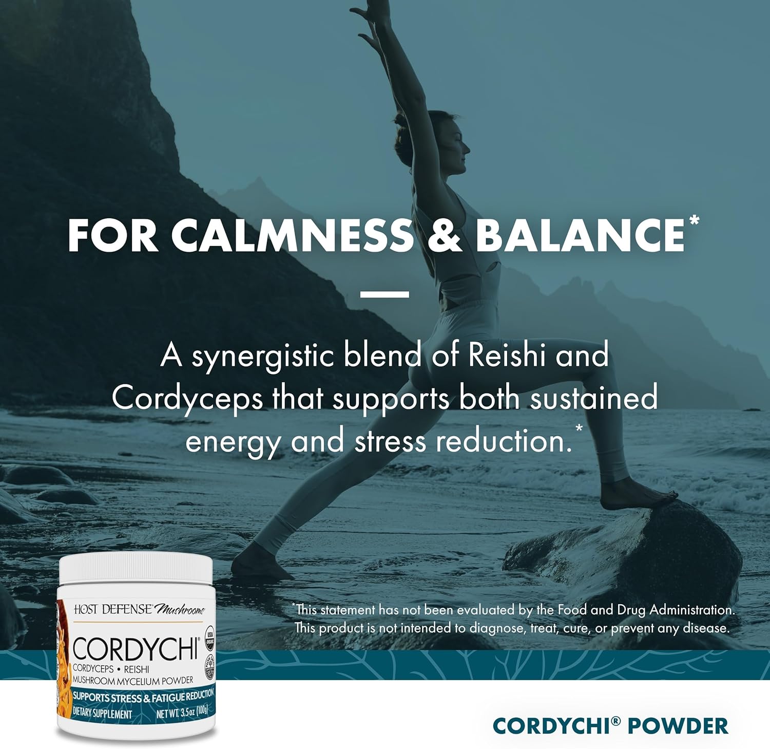 Host Defense CordyChi Powder - Energy & Immune Support Supplement - Cordyceps & Reishi Mushroom Supplement for Relaxation & Respiratory Support - Aids Against Tiredness - 3.5 oz (66 Servings)* - Image 5