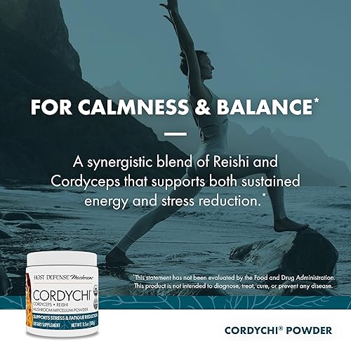 Miniatura 5 de Host Defense CordyChi Powder - Suplemento energético y de apoyo inmunológico - Suplemento Cordyceps y hongo Reishi para relajación y apoyo