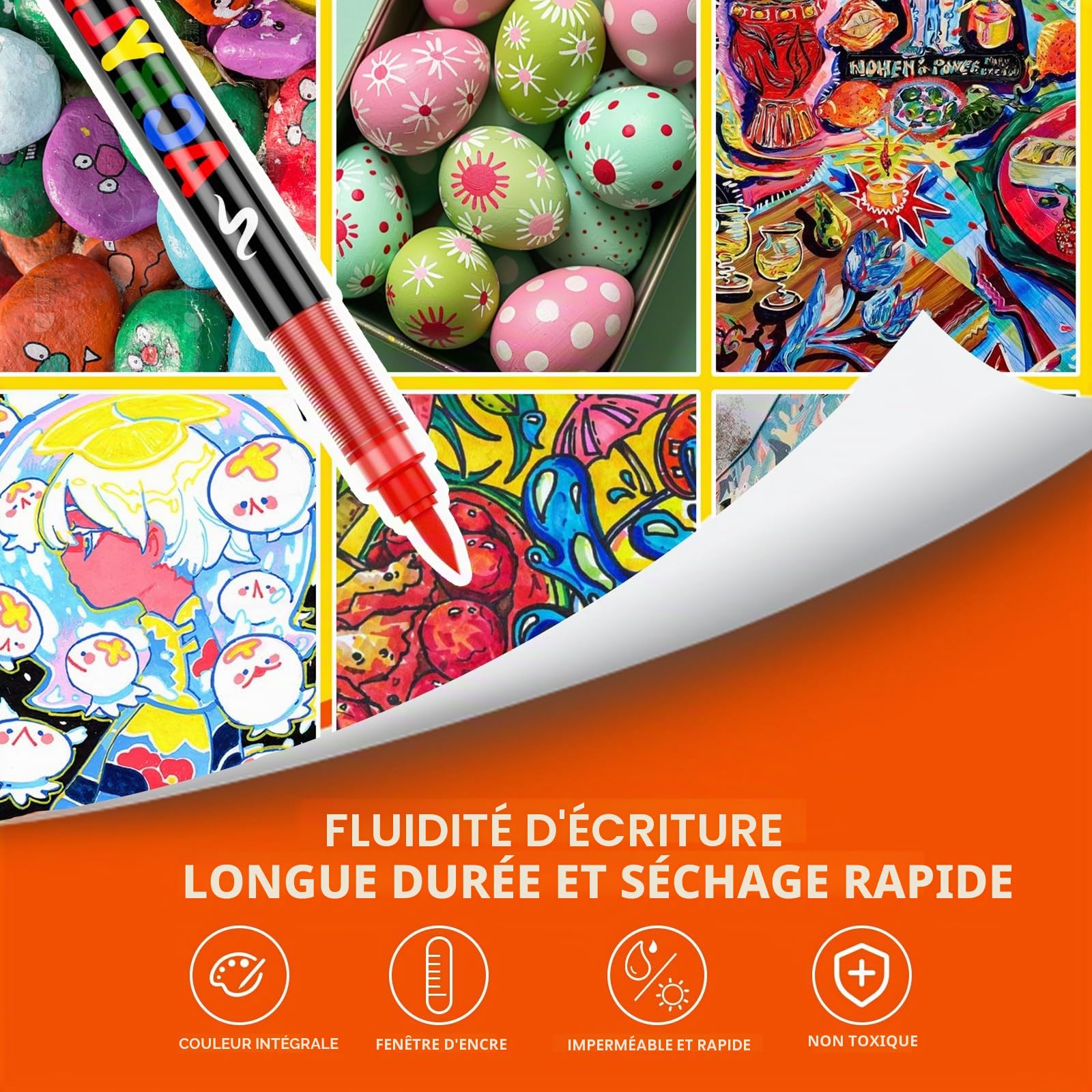 TrendGate 360 Couleurs Feutre Acrylique, Utilisation Multi-surface