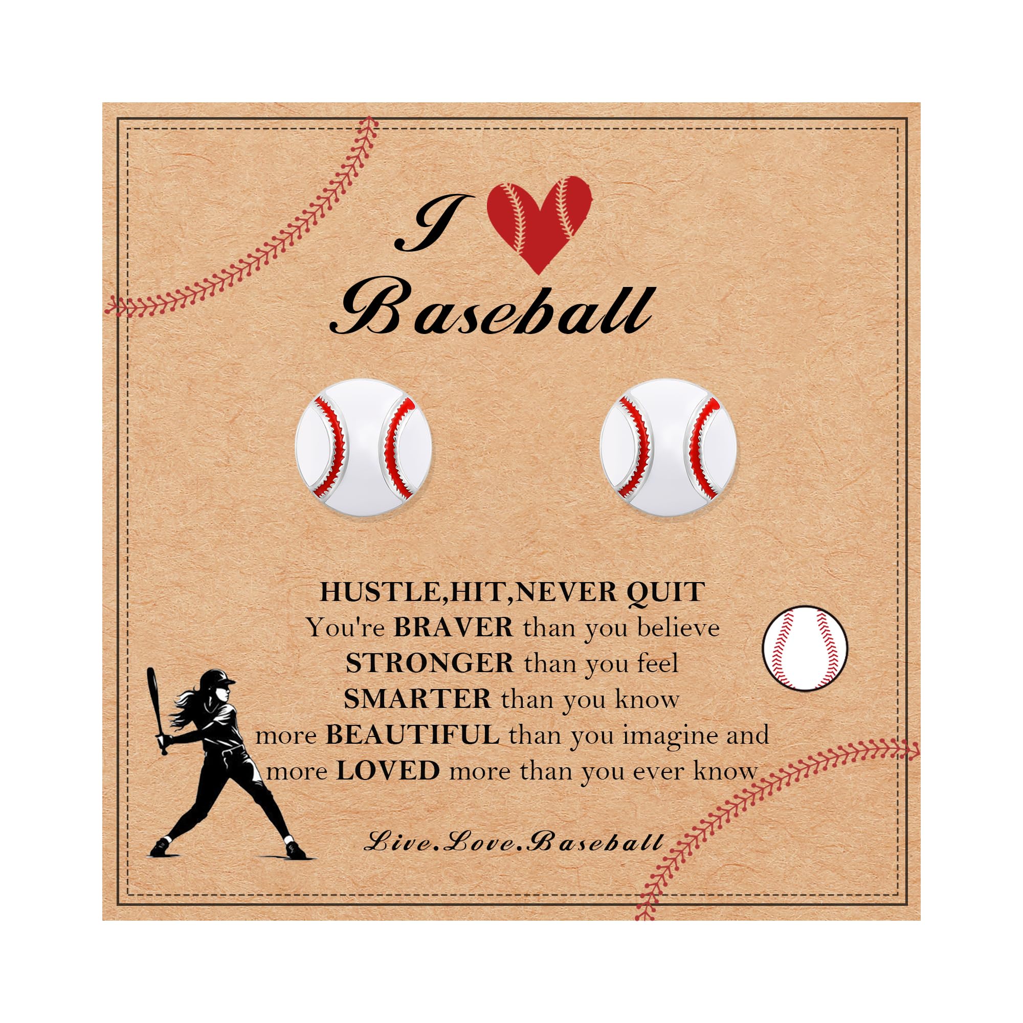 DORANA S925 Sterling Sliver Sports Earrings Stud for Teen Girls Women Baseball/Soccer/Volleyball/Basketball/Softball/Football Hypoallergenic Stud