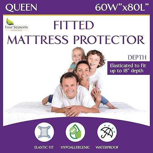 Miniatura 12 de Protector de colchón Queen corto para caravana, funda de colchón para cama de 60 x 75 pulgadas, 100% impermeable, silencioso, hipoalergénico