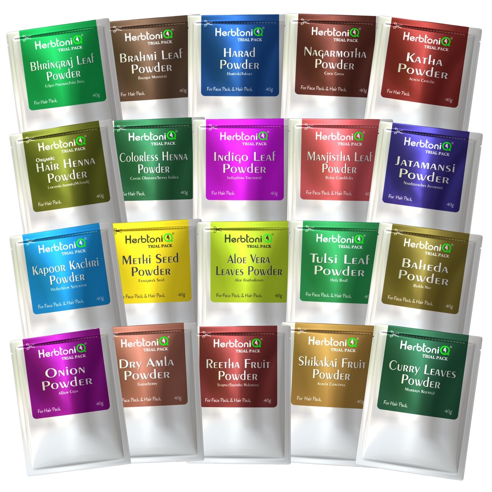 HerbtoniQ Herbal Hair Pack Powders | Natural and Organic Powder for Hair Growth Mask, Combat Dandruff, Thinning Hairpack | Combo Pack of 20 Products | 40g Each (Total 800g)-image-38