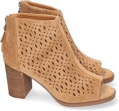 shoes&blues.es Botin de Tacon para Mujer, Comodos, con Calados, y Punta Abierta, Cierre de Cremallera en el Talon, Primavera Verano 2022