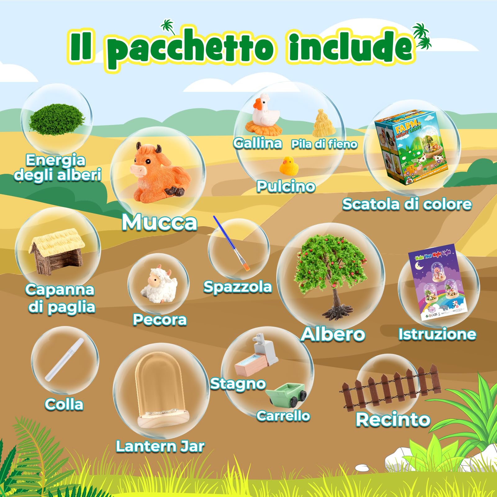 Dislocati Luce Notturna Artigianale Giocattoli Set Decorativi Fai da Te Unicorni/Sirene/Dinosauri/Fattorie Giocattoli- Regali per Bambini