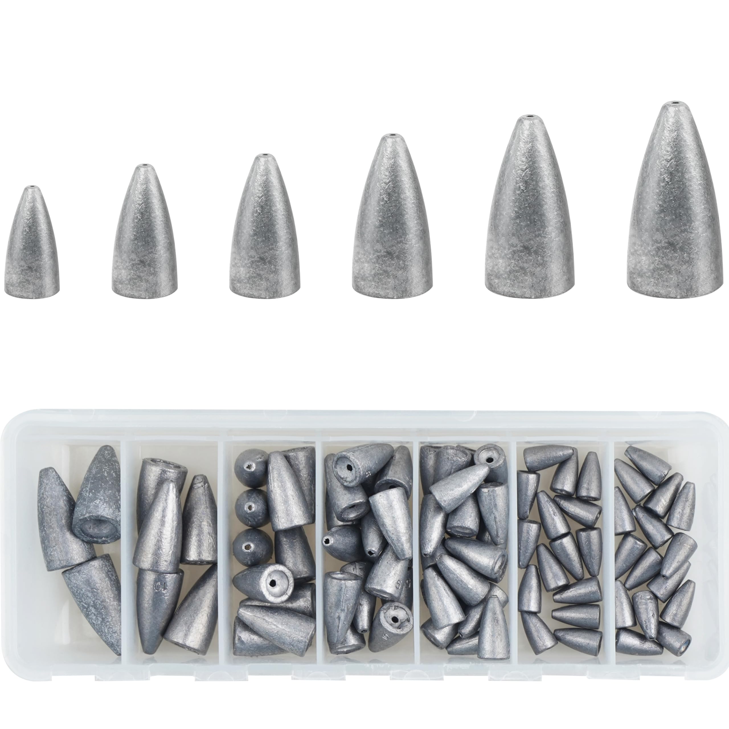 Bullet Sinkers Fishing Weights Kit,29/83pcs Worm Weights for Bass Fishing Carolina Rig Texas Rig with Box Saltwater Freshwater