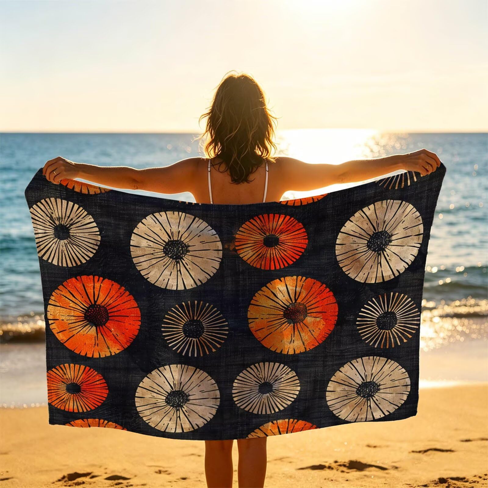 Toalla Playa Grande 220x160 Vacaciones Accesorios Viaje, Toalla Playa Sencillez Suave Cómodo Secado Rápido, Redondo Toallas Baño Grandes 160 x 220cm para Yoga Fitness Natación Sauna Baño XTLS-1304