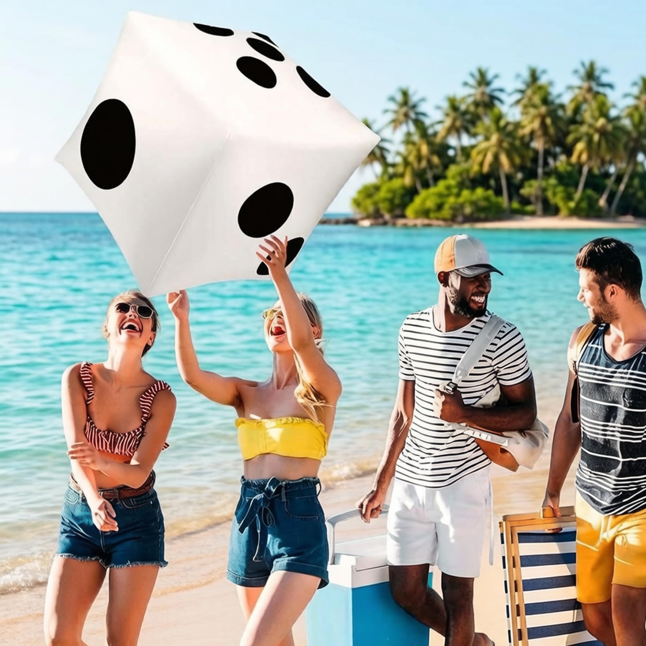 Dados inflables Gigantes de 40 Pulgadas, Dados Gigantes de PVC a Prueba de Fugas para Juegos de Mesa de Fiesta en la Piscina, césped Interior y Exterior, Color Blanco