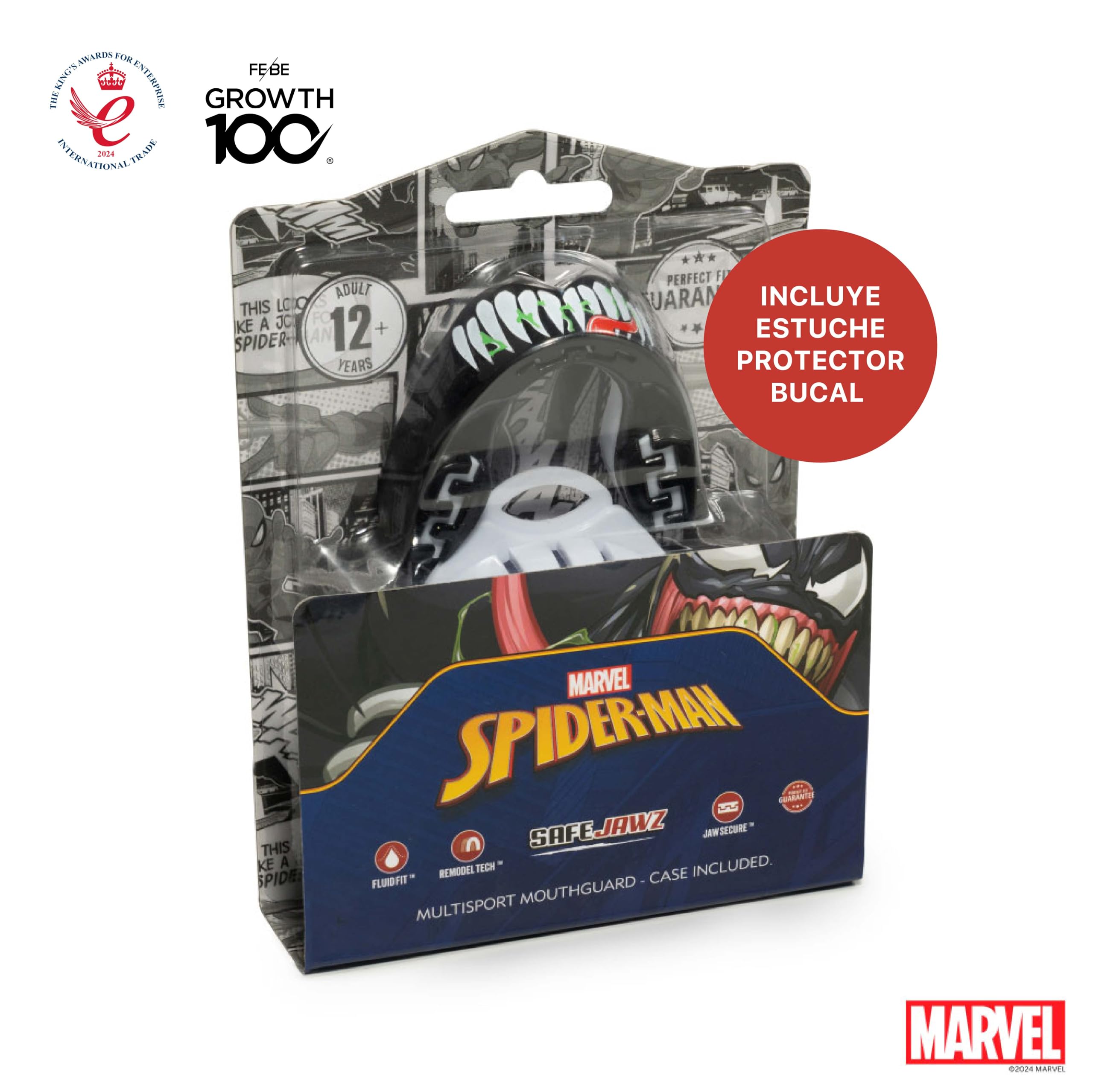 Marvel Venom Protector bucal adultos y niños para todos los deportes de contacto, incluidos rugby, MMA, artes marciales de kickboxing, judo, hockey y boxeo