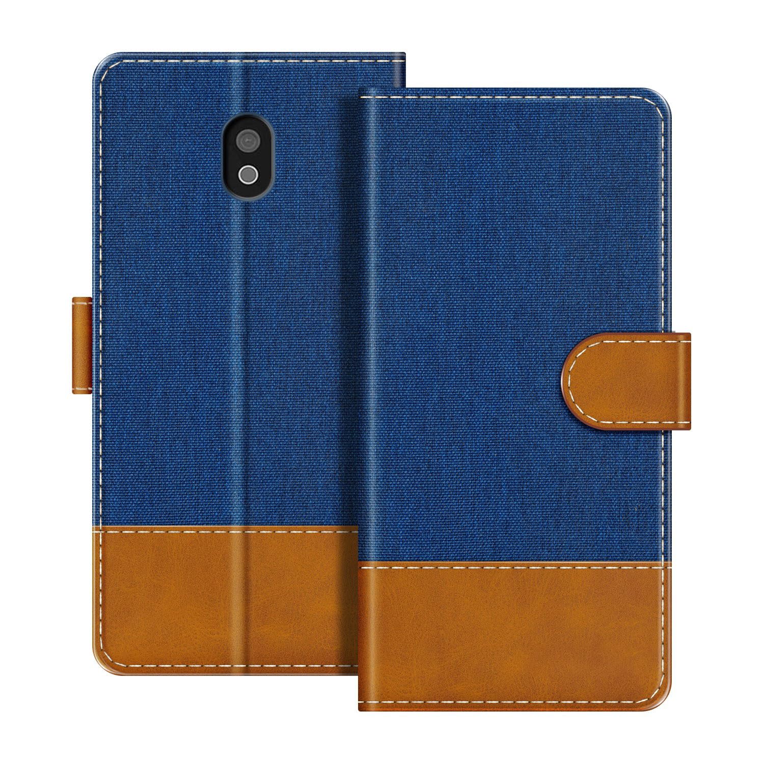 Leather Flip Wallet Case Compatible with CAT S32 Phone Cover with Card Holders, RFID Blocking, Magnetic Closure & Kickstand (Blue)