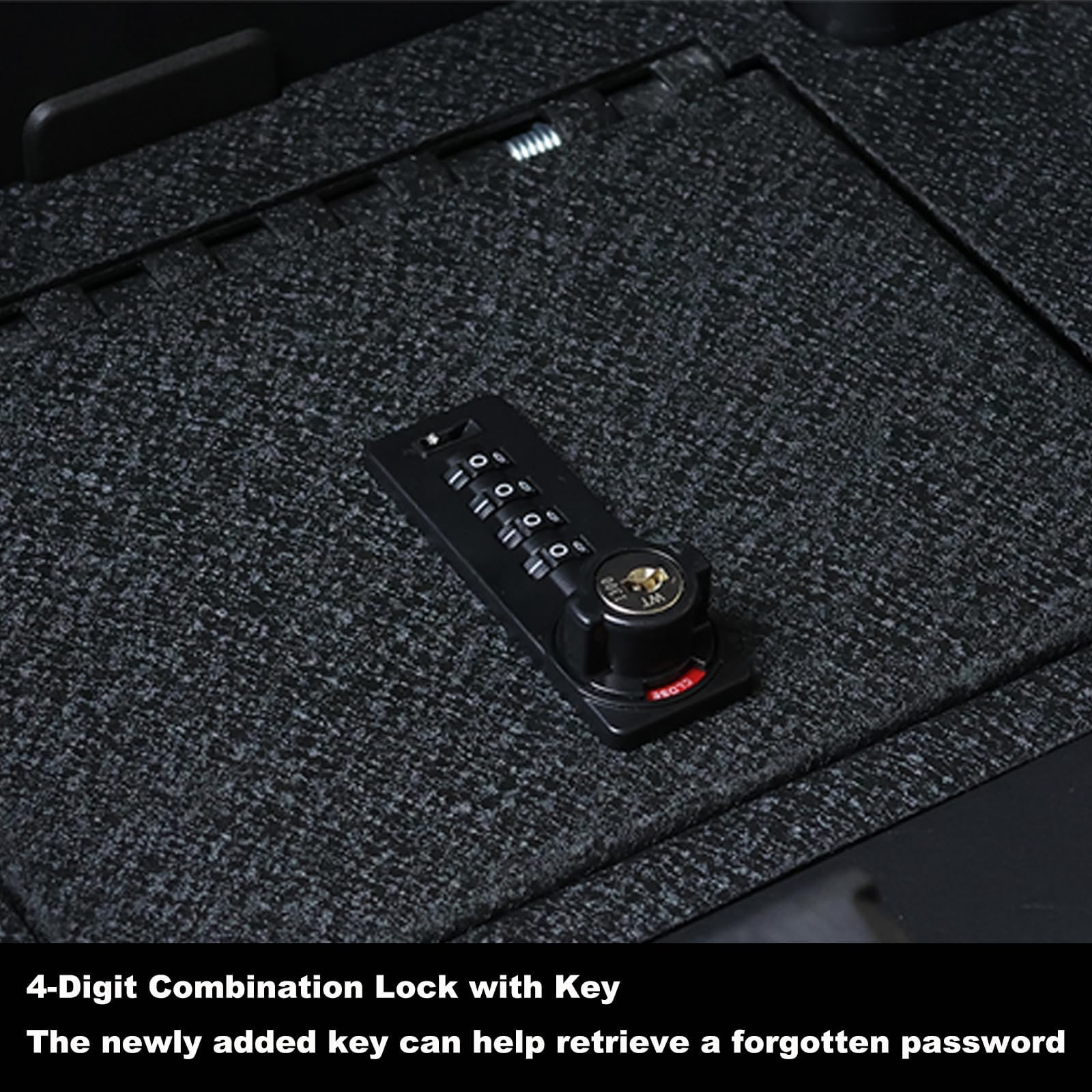 Underseat Console Safe Vault - KEREN Console Gun Safe Box Compatible with Ford F150 2015-2025, 4 Digit Combination Lock with Key
