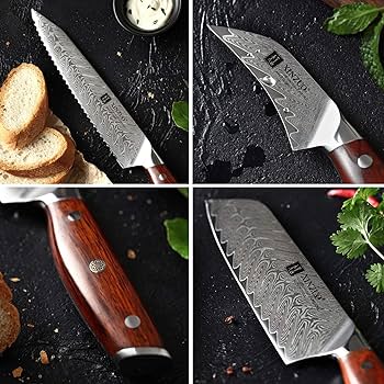 XINZUO Zestaw noży kuchennych 5 PC, profesjonalny ostry nóż