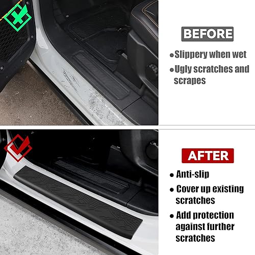 Miniatura 3 de REFORM DESIGN Protectores de umbral de puerta compatibles con Ford Bronco 2 puertas 2024 2023 2022 2021, 2 piezas de TPE sólido para borde de