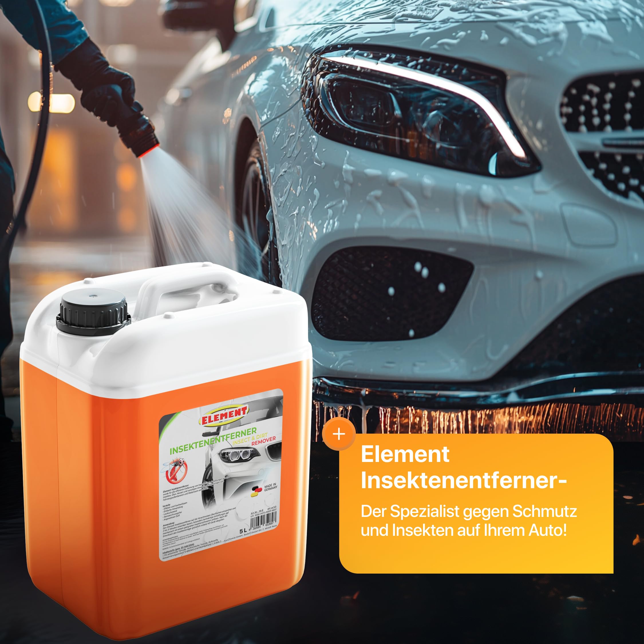 Element Insektenentferner & Schmutzlöser | 5 Liter | Insect & Dirt Remover | Material- und lackschonend | Insektenreiniger Auto KFZ