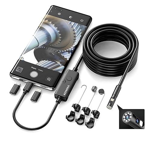 Miniatura 9 de KEEMIKA Endoscopio inalámbrico 2560p HD endoscopio cámara - IP67 impermeable, cable semirrígido de 9.84 pies, WiFi 2MP 8 luces - Perfecto para el