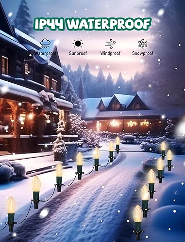 Miniatura 10 de C9 - Luces LED multicolor para Navidad, 1 paquete de 7 pies con 4 luces LED multicolor con 4 estacas, impermeable, para Navidad, césped, pasarela,