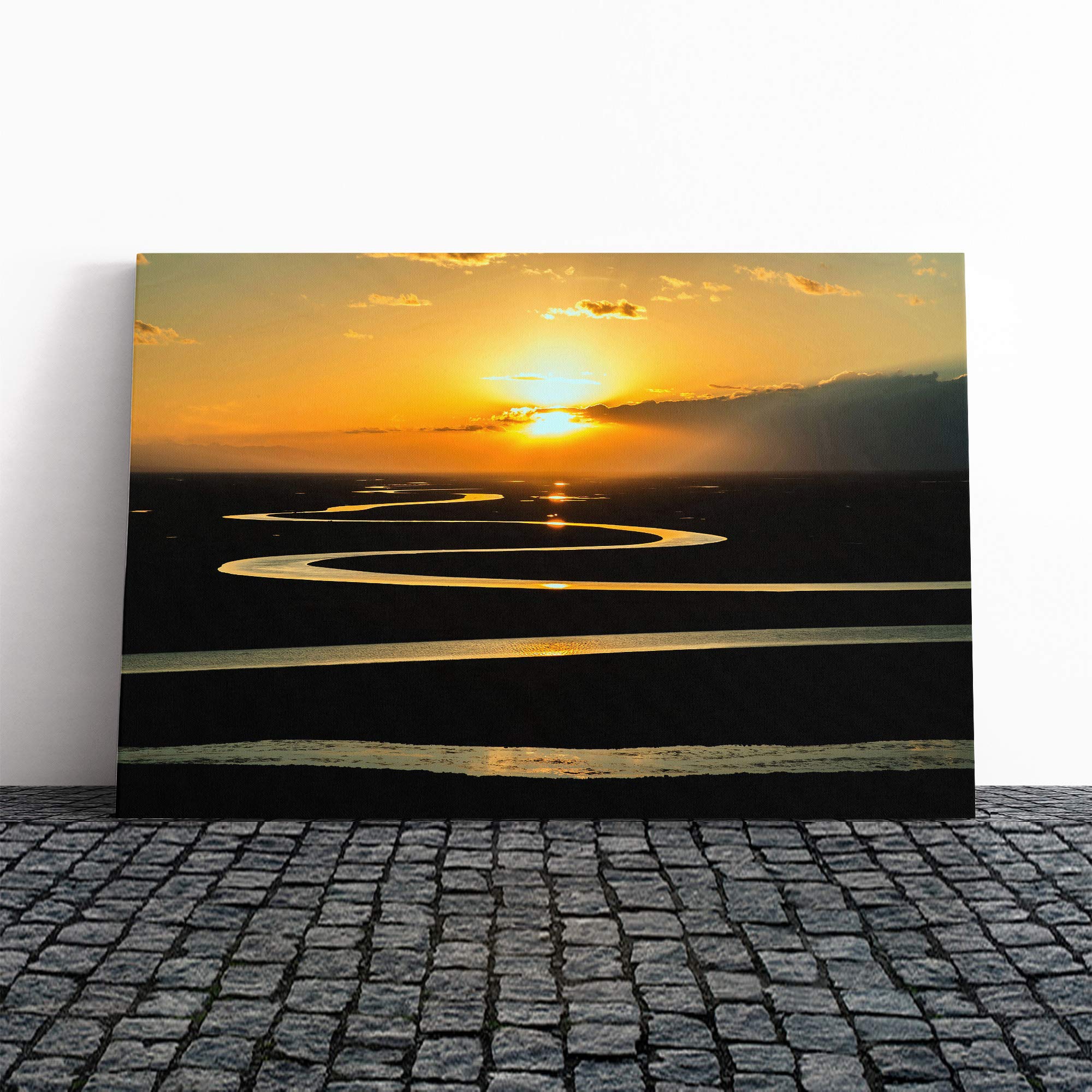 Landscape Beautiful Sunrise (3) Canvas Print | Gallery Wrapped 30mm Frame Wall Art | 24x16 inches | Ready to Hang | Modern Landscape Picture | Living Room Bedroom Lounge Office