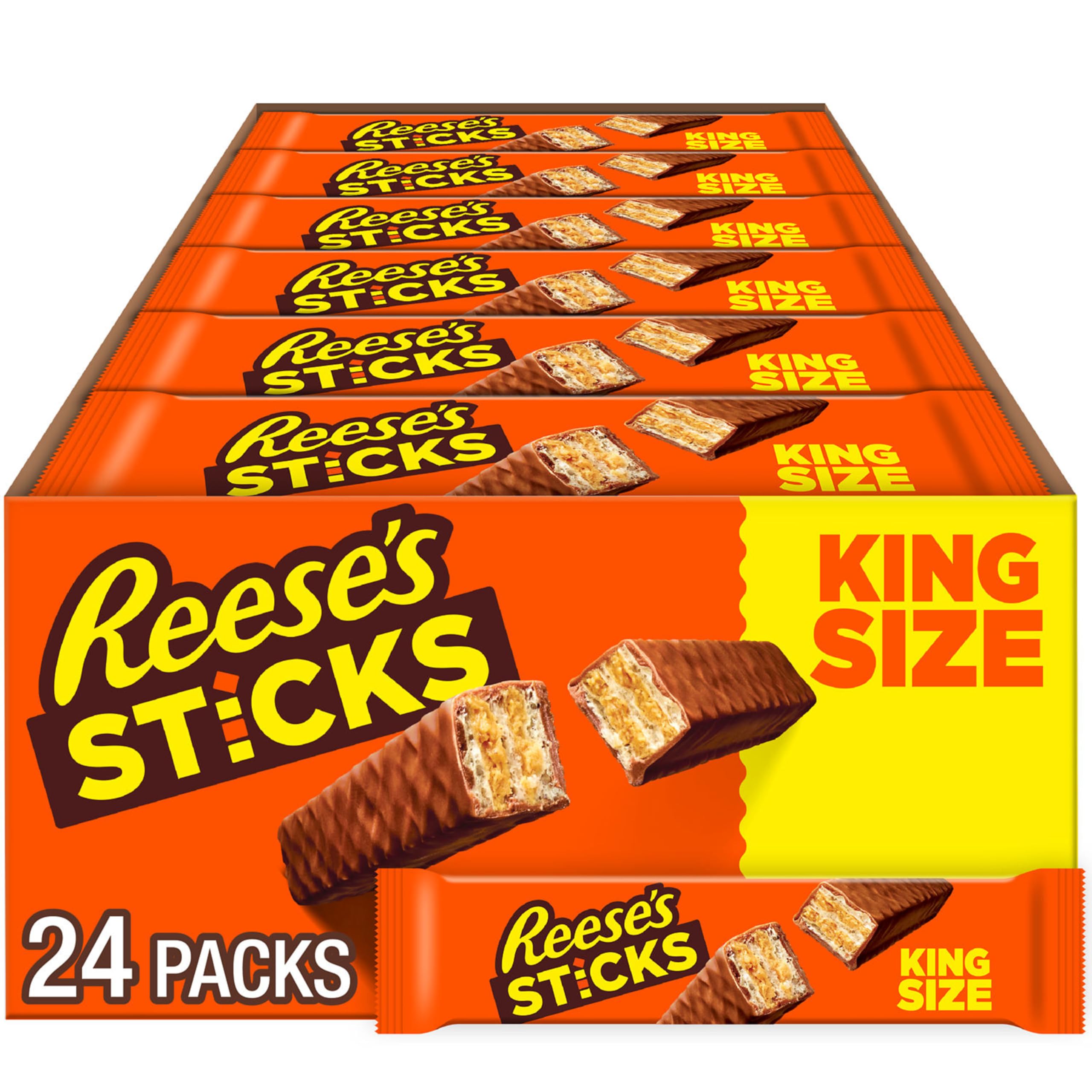STICKS Milk Chocolate Peanut Butter Wafer King Size, Candy Packs, 3 oz (24 Count)
