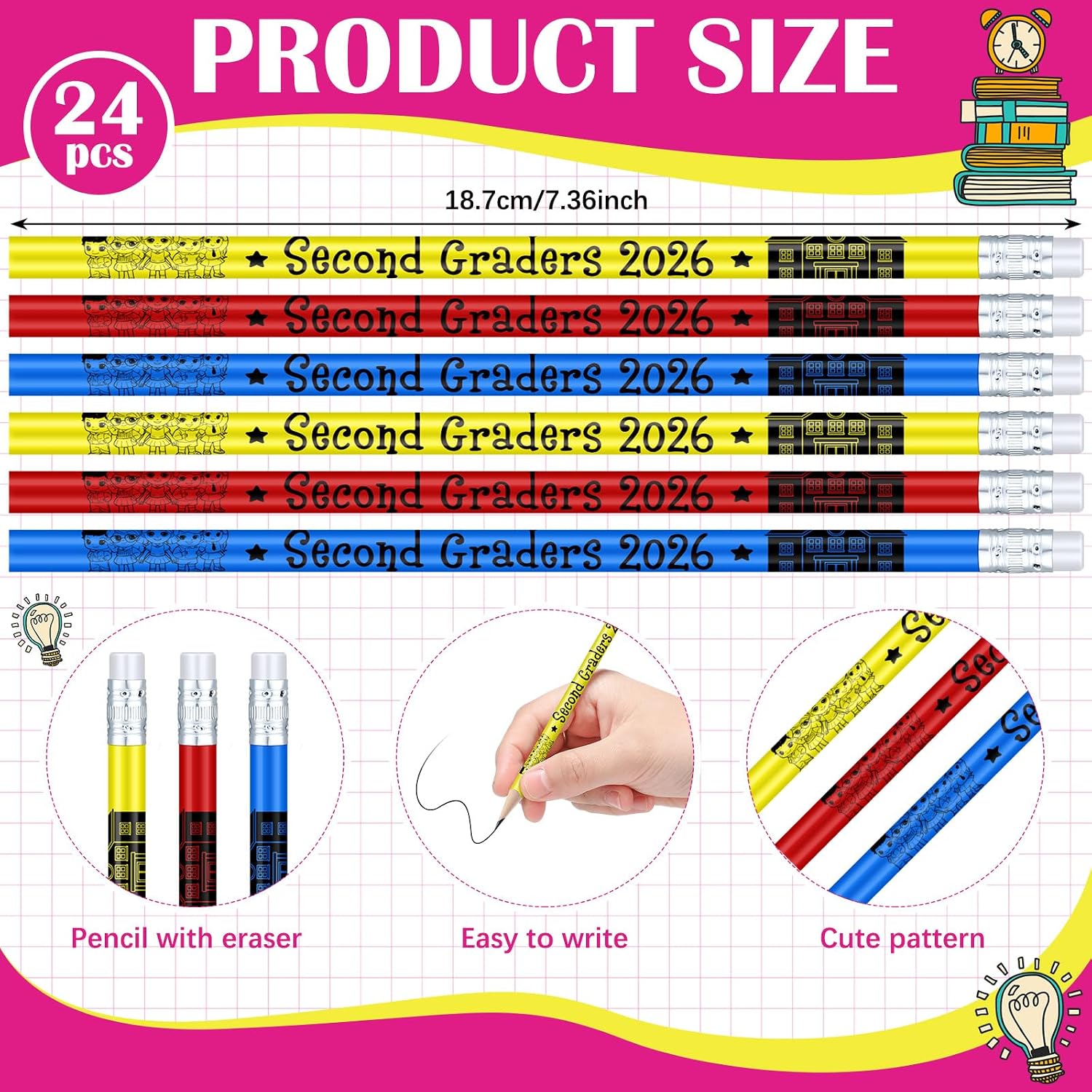 Tenceur 48 Pcs Back to School Gifts 2nd Grade 2026 Pencils and Bracelets image 2