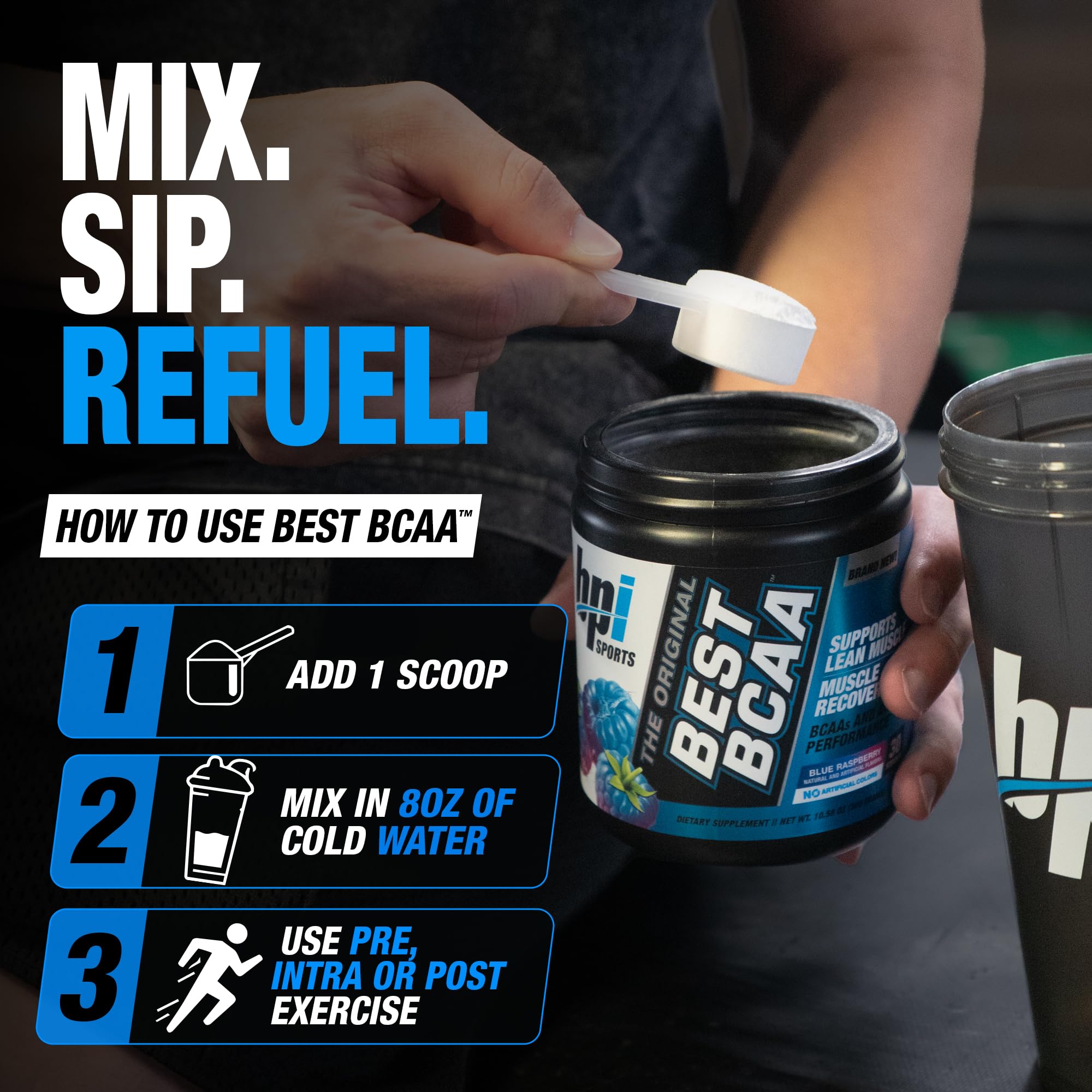 BPI Sports Best BCAA Powder – Hydration, Blue Raspberry, 30 Servings — Amazon image 4