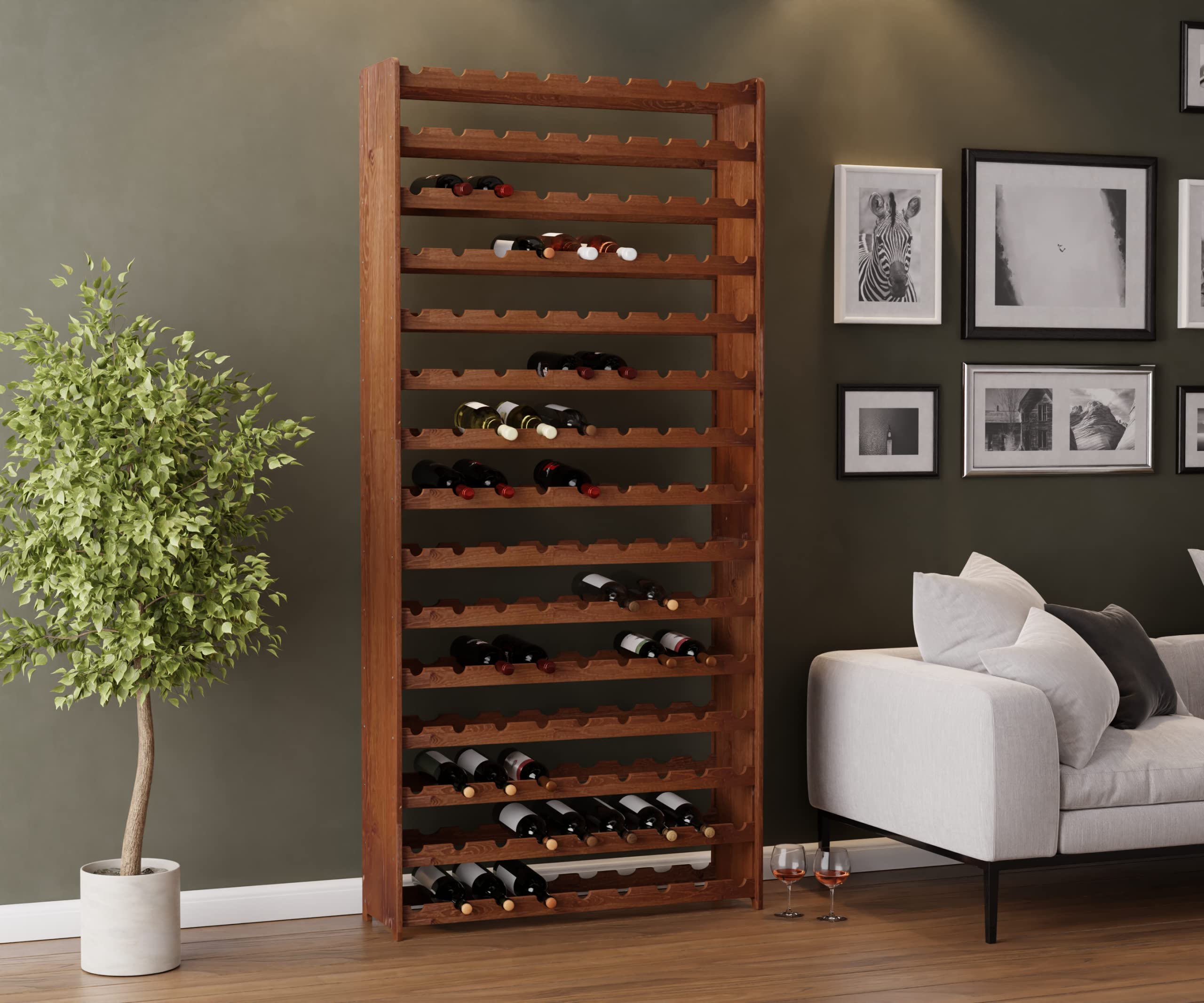Lenmar Série RW Casier à vin en bois pour bouteilles, anthracite, marron, naturel, RW-3, 13-15 couchés, pour 91-135 bouteilles, vin, casier à bouteilles (marron, RW-3-135, 198 x 92 x 26,5, pour 135