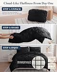Lane Linen Twin Bed in a Bag 5 Piece - Pintuck Comforter Set with Sheets - Soft Microfiber Bedding for Dorm, Kids, Guest Room - Black
