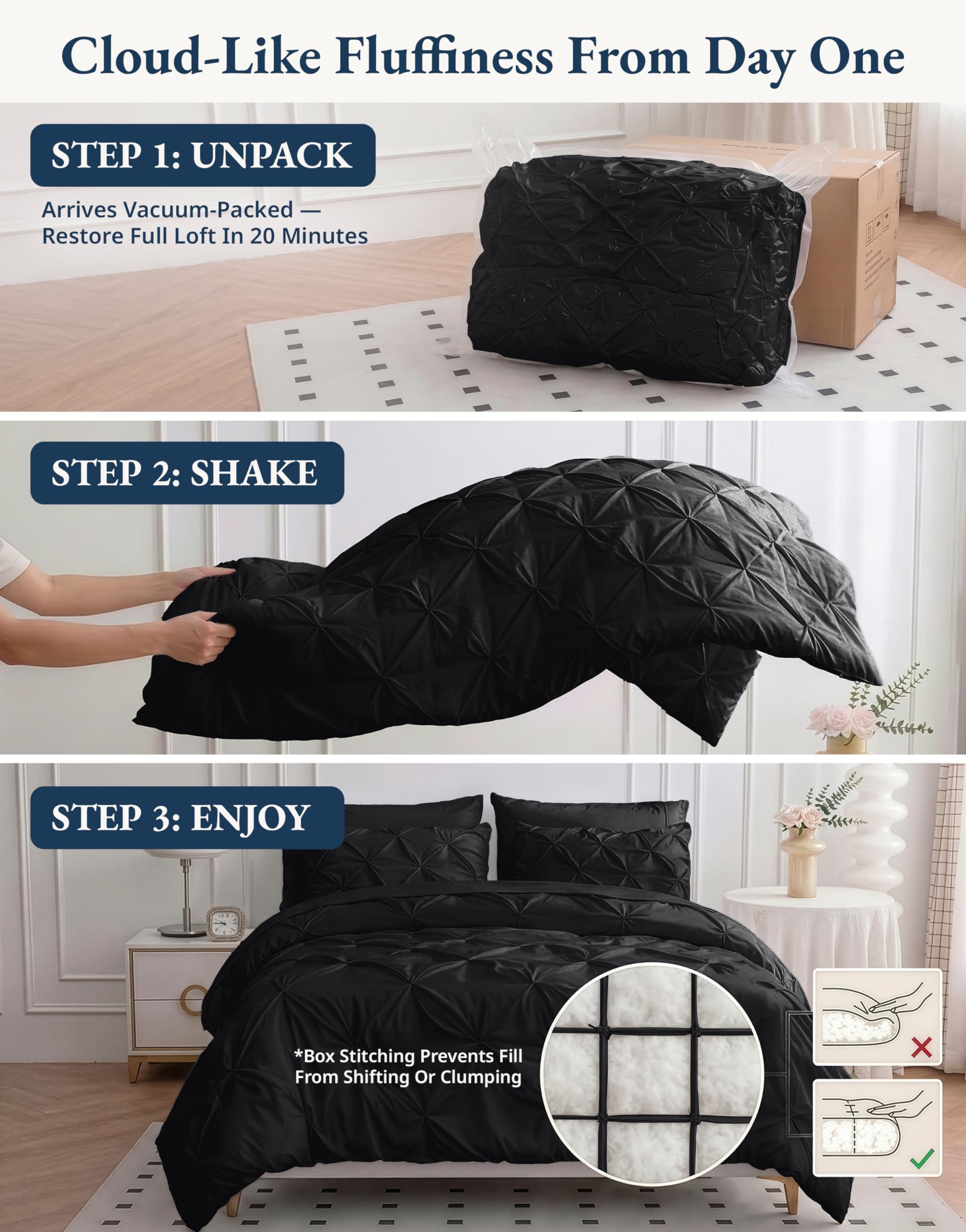 Amazon.com: LANE LINEN 7 Piece Queen Black Comforter Set