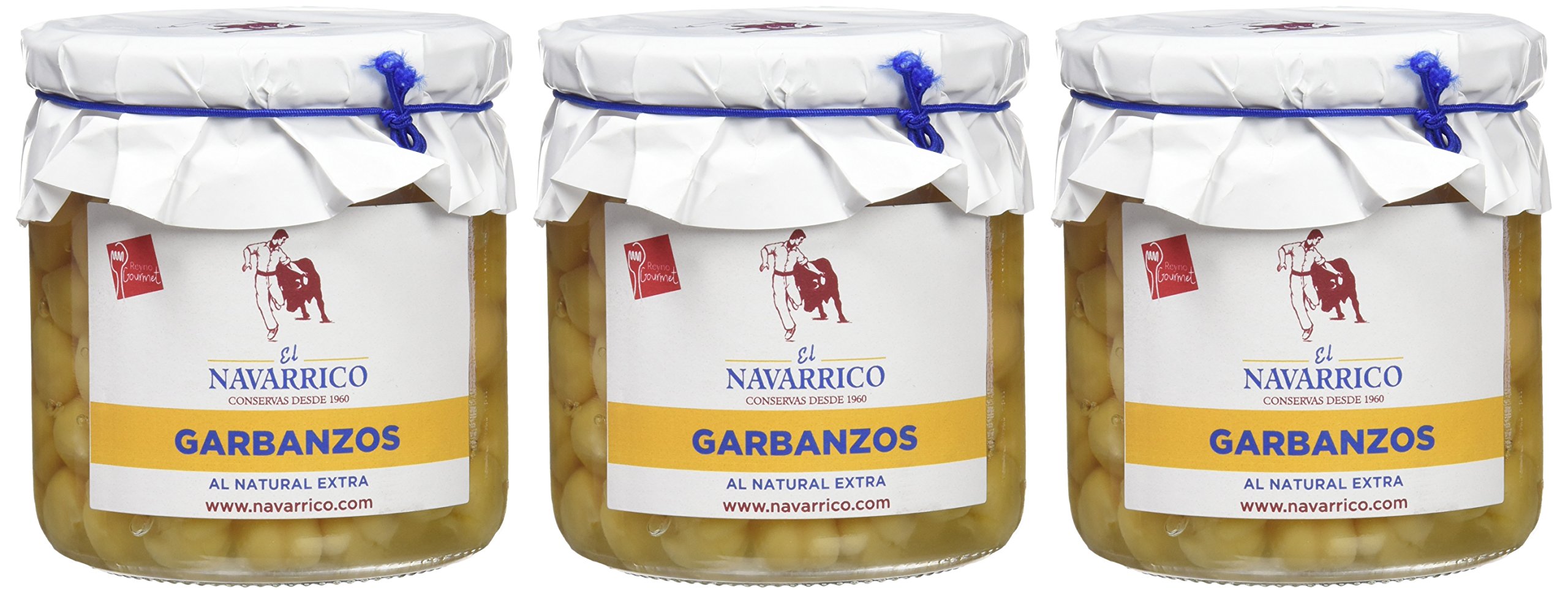 El Navarrico Garbanzo al Natural Extra - Paquete de 3 x 325 gr - Total: 975 gr
