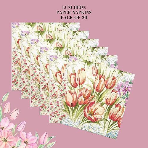 Miniatura 10 de Servilletas de 3 capas con estampado de rosas rosas de papel de 13 x 13 pulgadas, 20 unidades, para arte, cena y fiesta, servilletas desechables