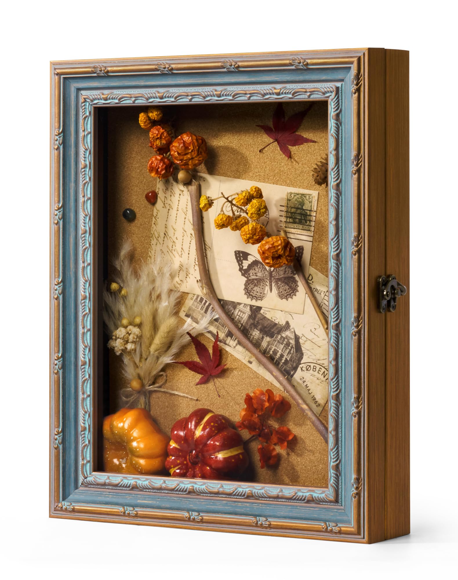 Cornice portafoto 30 x 40 cm, per fiori e conchiglie fai da te, cornice rustica per ricordi e biglietti, mini scatola 3D con cornice sospesa
