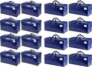 VENO 16 Pack Extra Large Heavy Duty Moving Bags Bundle: 8 with Backpack Straps & 8 w/Wide Openings, Reusable Storage Totes with Strong Zippers for College Dorm Essentials, Clothes & Moving Supplies
