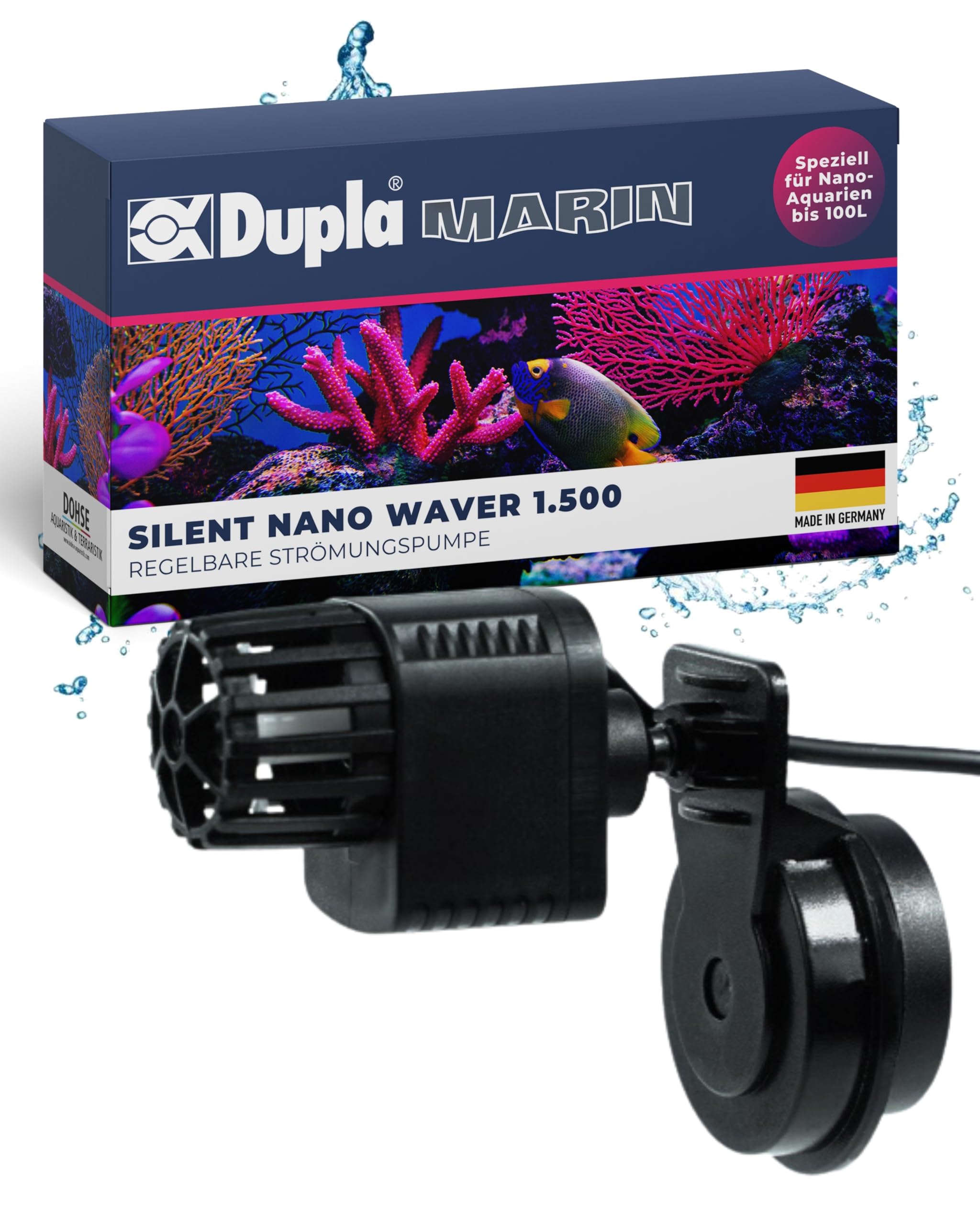 Dupla Marin Silent Nano Waver 1.500 I Strömungspumpe mit 1.500 l/h Durchfluss I Leise & leistungsstarke Aquarium Pumpe für Meerwasser & Süßwasser I Natürliche Wasserbewegung
