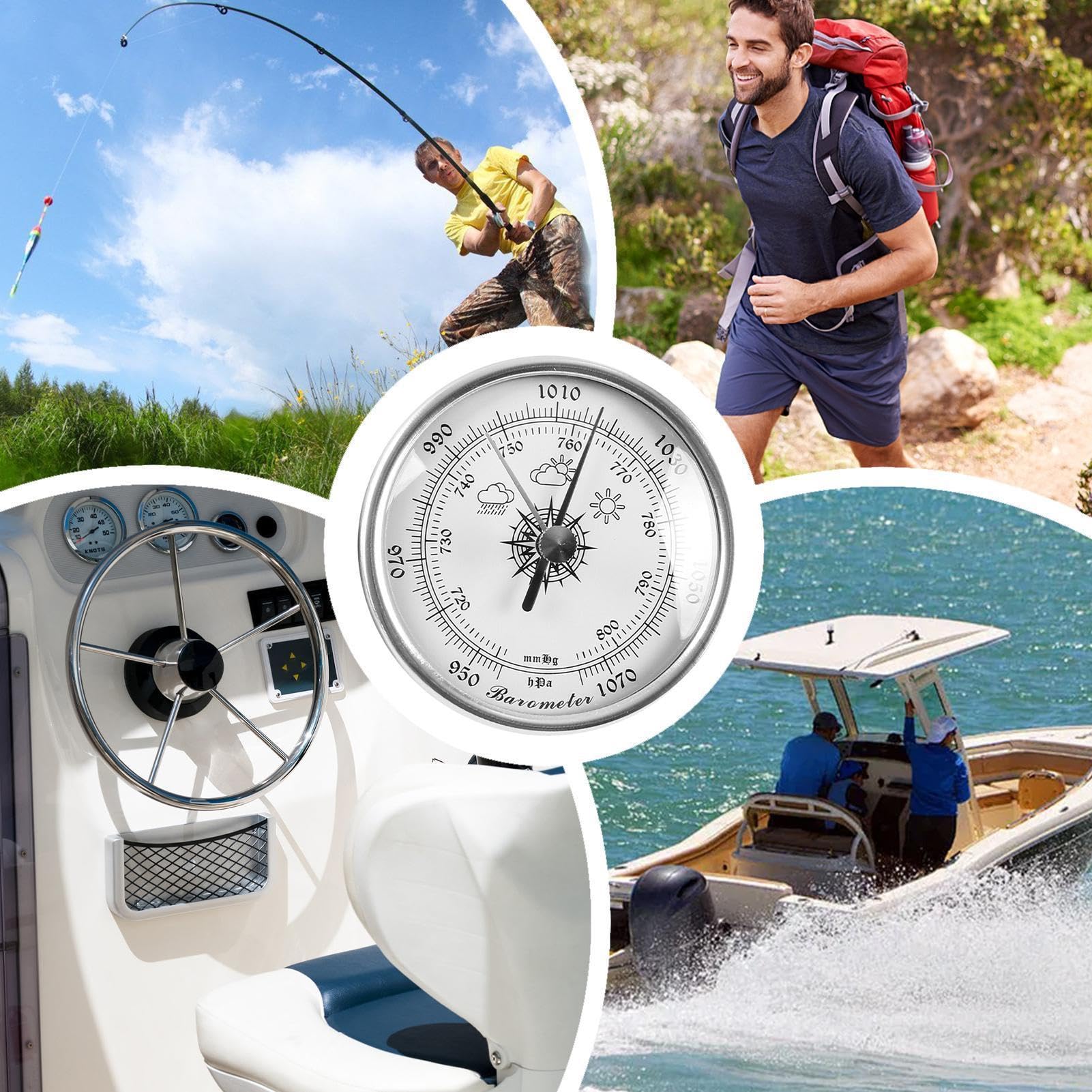 Barometro a pressione atmosferica | Barometro portatile preciso e di alta precisione | Manometro barometrico tradizionale | per barca, campeggio, giardino, terrazza, casa, garage, neve,