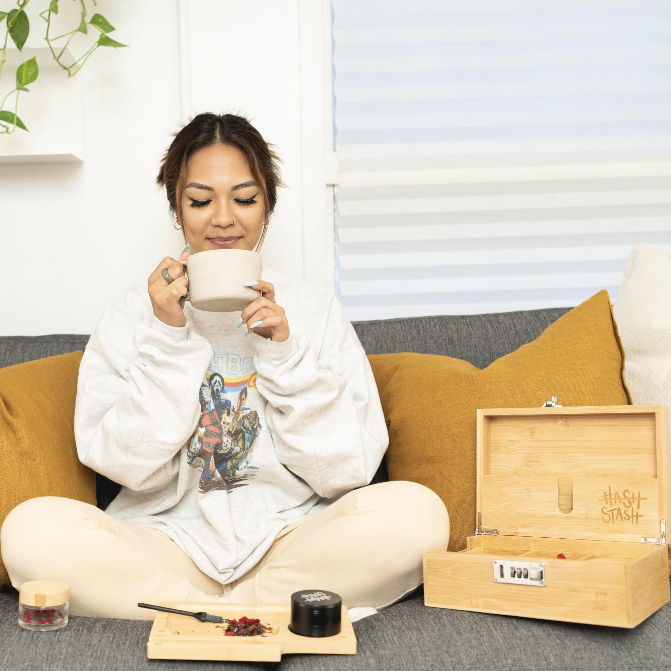 The OG Storage Box, Large Bamboo Box with Combination Lock, Magnetic Lid, Organizer Tray - Image 3